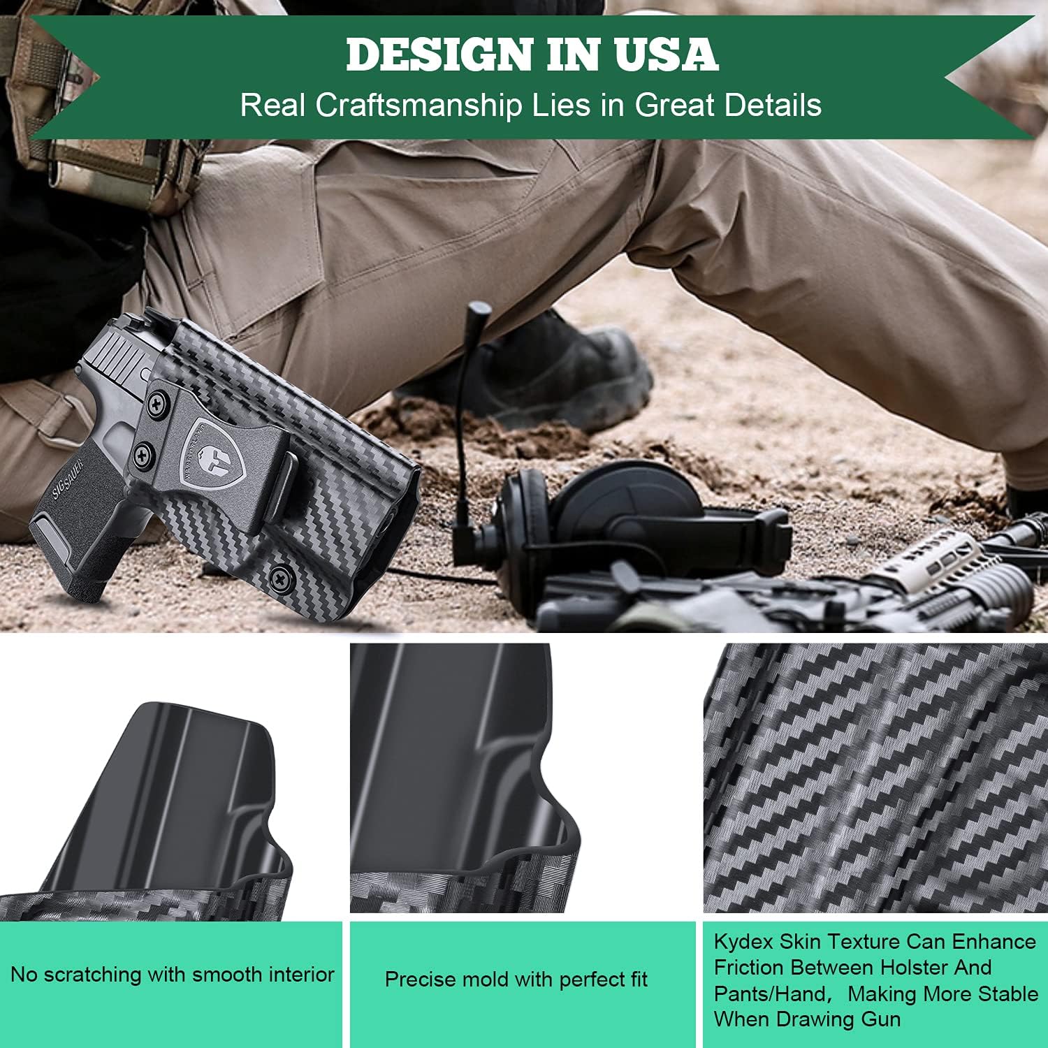 Sig P365 Holster IWB KYDEX Holster Fit: Sig Sauer P365 / P365 SAS / P365X (Not Fit P365 X-Macro), Inside Waistband Concealed Carry Holsters P365 P365SAS, Adj Cant & Retention, Posi-Click, Open Bottom