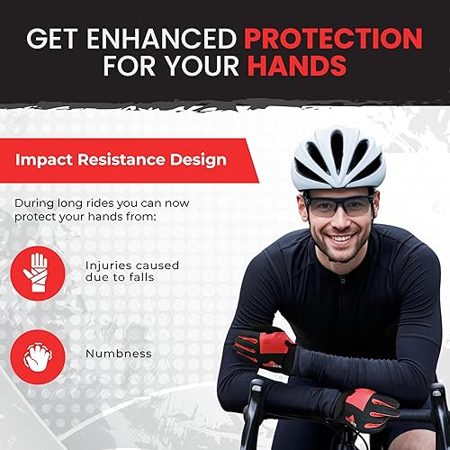 Miniatura 2 de Guantes de bicicleta para hombres y mujeres con almohadilla antideslizante que absorbe los golpes, guantes de ciclismo ligeros para dedos completos,