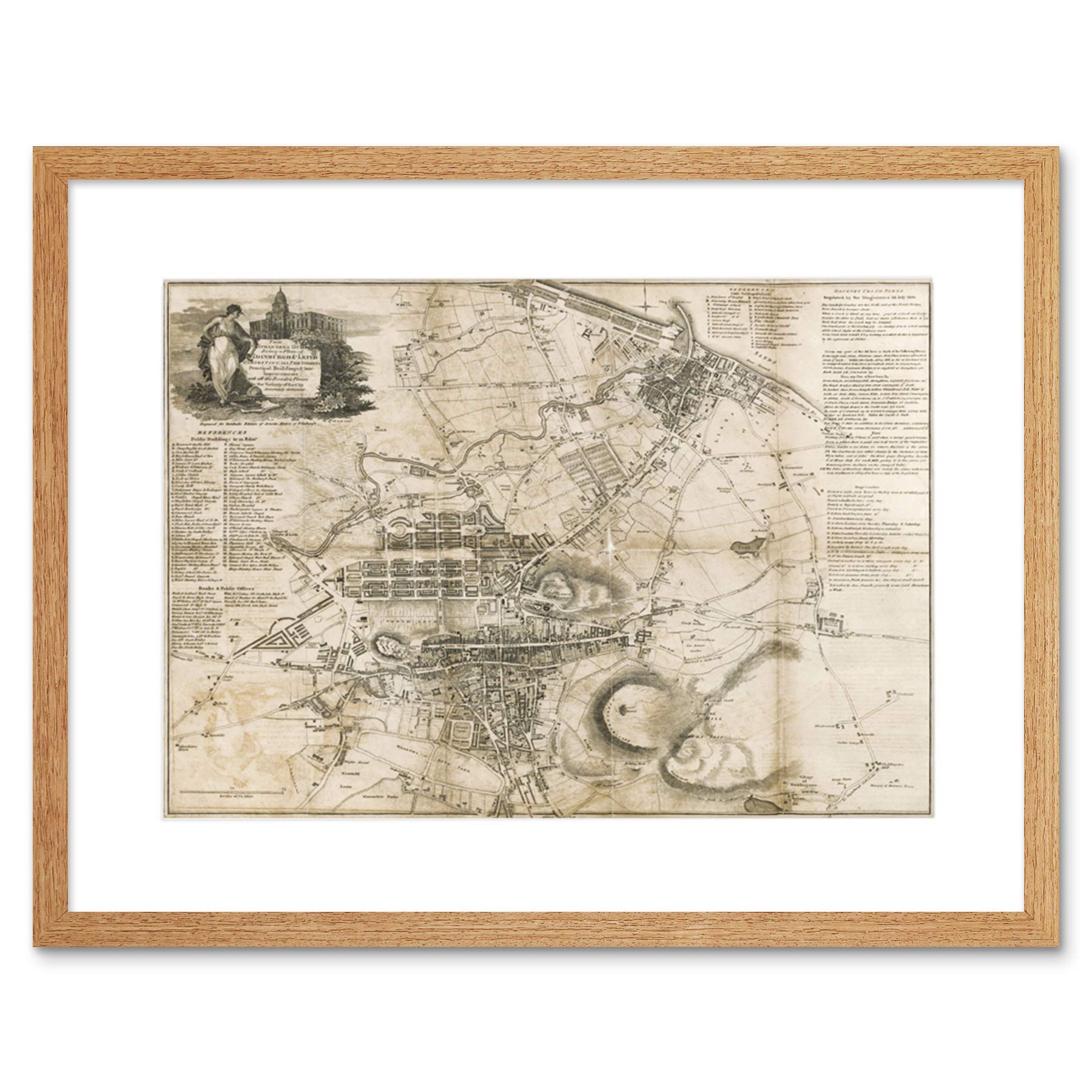 Wee Blue Coo Strangers Guide Old Map Edinburgh Leith Framed Wall Art Print