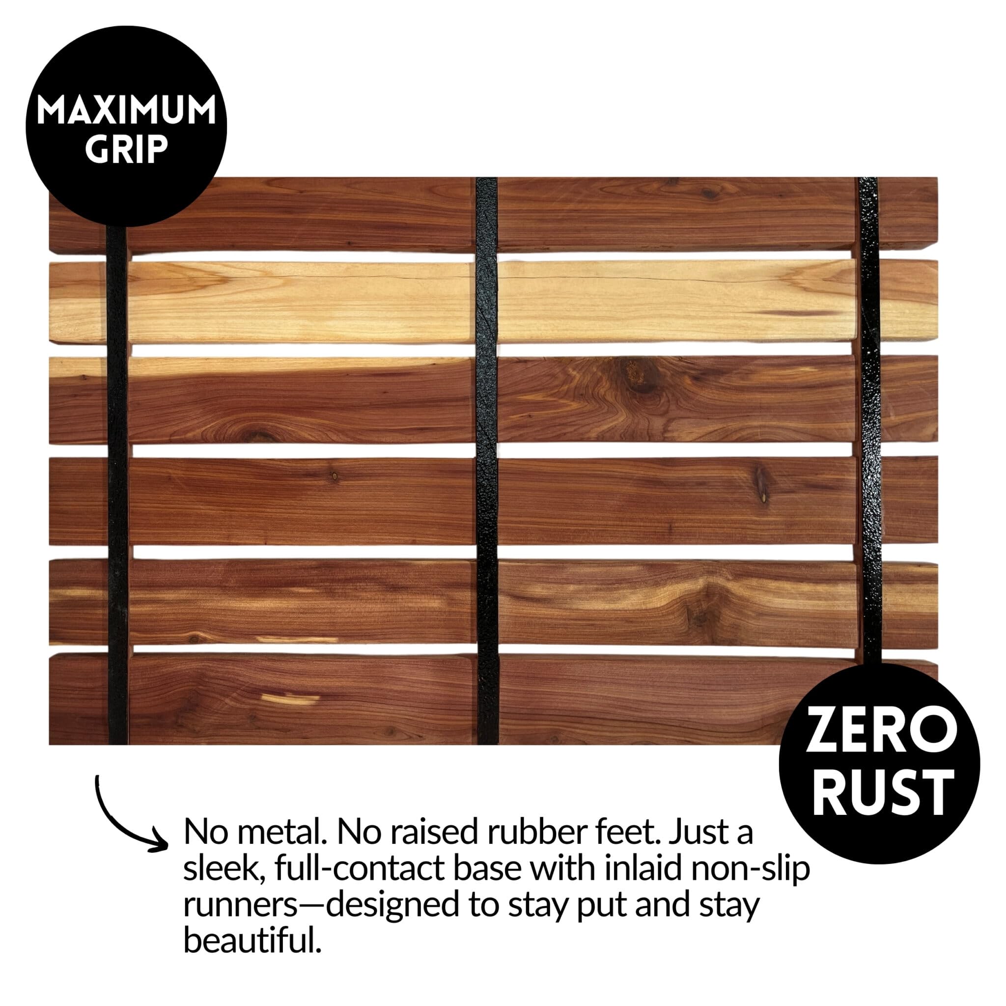 Luxury Cedar Bath Mat – Root Vida Handcrafted, Sustainable Wood | Aromatic, Spa-Quality, Earth-Friendly Design 22x14