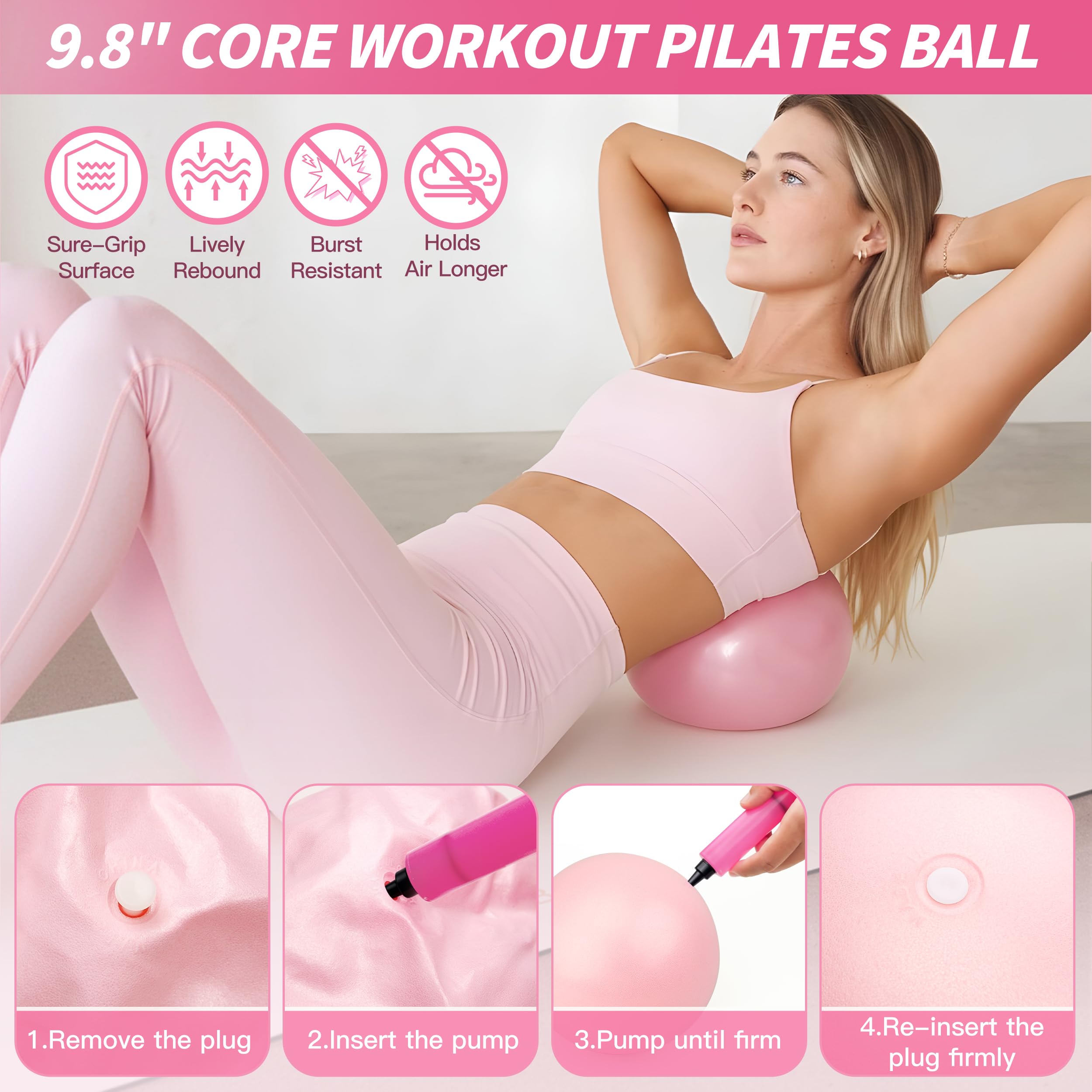 NANATI Pilates Kit, Home Pilates Workout Kit for Women, Pilates Equipment with 14.5" Pilates Ring and Ball, Resistance Bands, Ankle Weights, Sliders & Grip Socks Accessories for Starter Home Workouts: Mocha