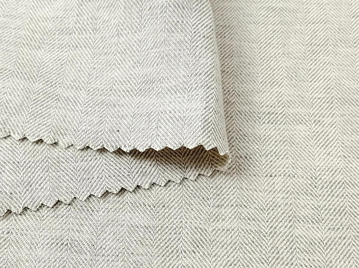 Linen Cotton Chambray Herringbone Twill (HBT) Fabric 7169 7170 7344 Green(Light)