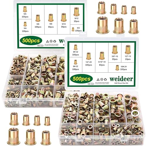 weideer 1000 tuercas remachadoras SAE y métricas 6#-32, 8#-32, 10#-24, 14"-20, 516"-18, 38"-16, 12"-13 M3 M4 M5 M6 M8 M10 M12 Inserto roscado de disponible en Yaxa Venezuela