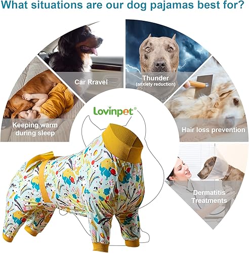 Miniatura 9 de LovinPet Lovinpet - Pijama grande para perro, estampado de espacio exterior, color menta, cuidado de heridas y poscirugía, tela de protección UV,