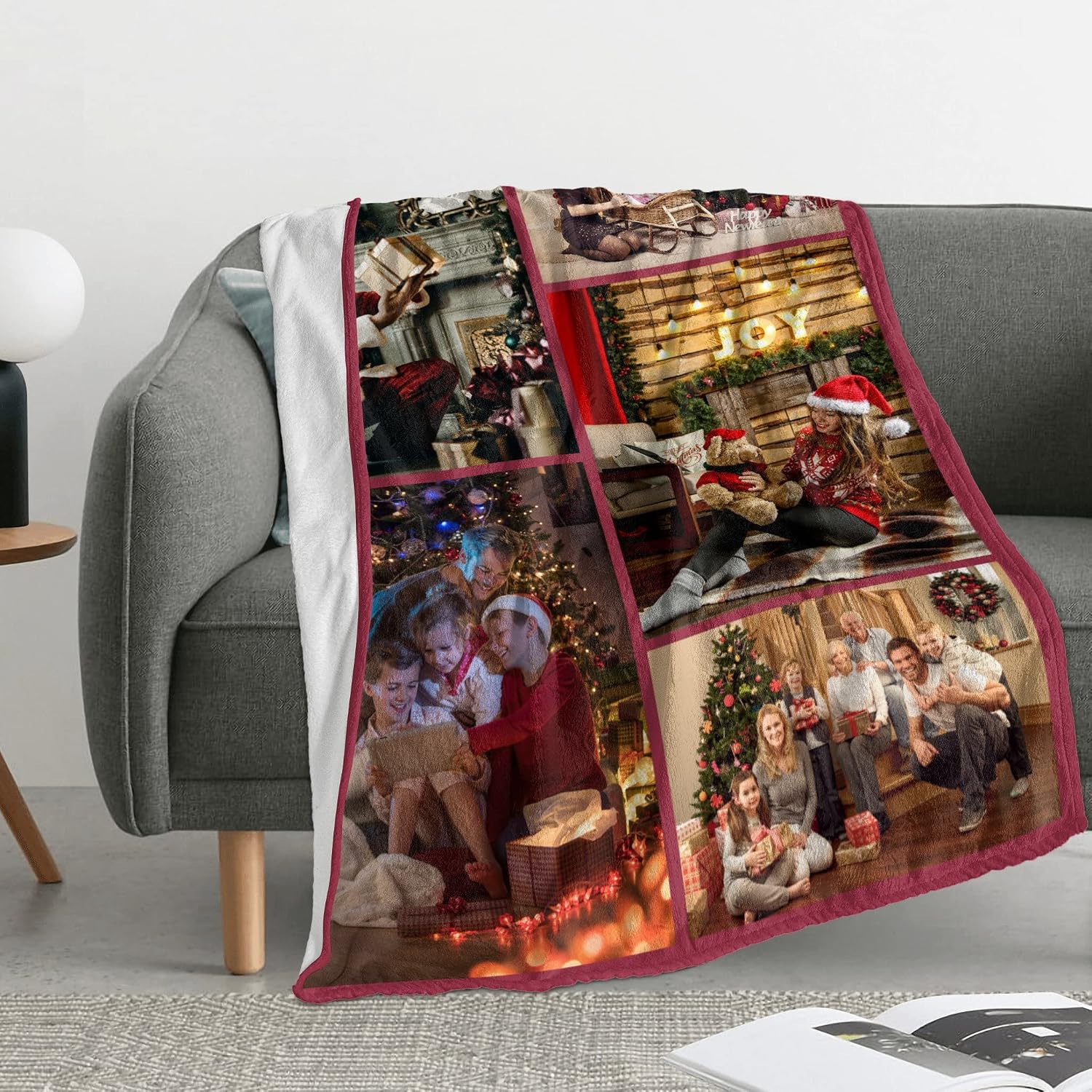Youltar Custom Blanket with Picture Collage Customized Throw Blankets, Birthday Wedding Gifts Personalized for Dad, Mom, Kids, Dogs, Friends or Couples Photo5 30"×40"