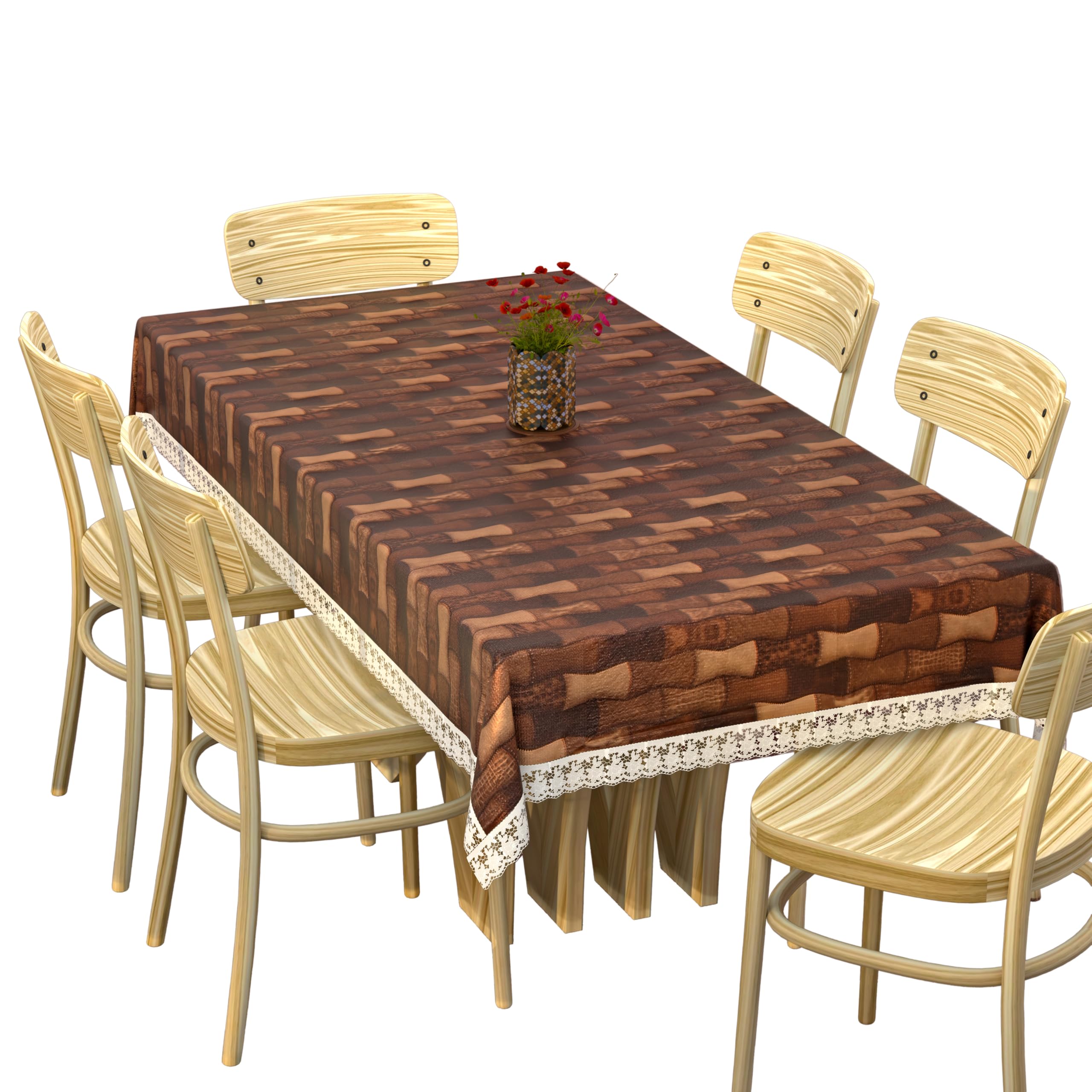 Kuber Industries Dining Table Cover 6 Seater|Table Cloth|Table Cover for Home, Restaurant|Bamboo Design (Brown)