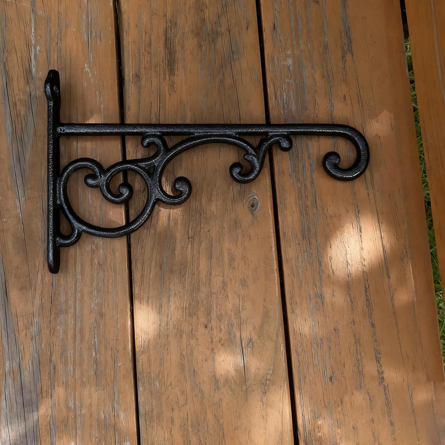 Heavy-Duty Cast Iron Plant Hanging Brackets, 11.5" Wall Mount Hanger for Planters, Bird Feeders, Lanterns, Outdoor & Indoor Use, Set of 2 with Mounting Hardware (Black, 2-Pack‌)