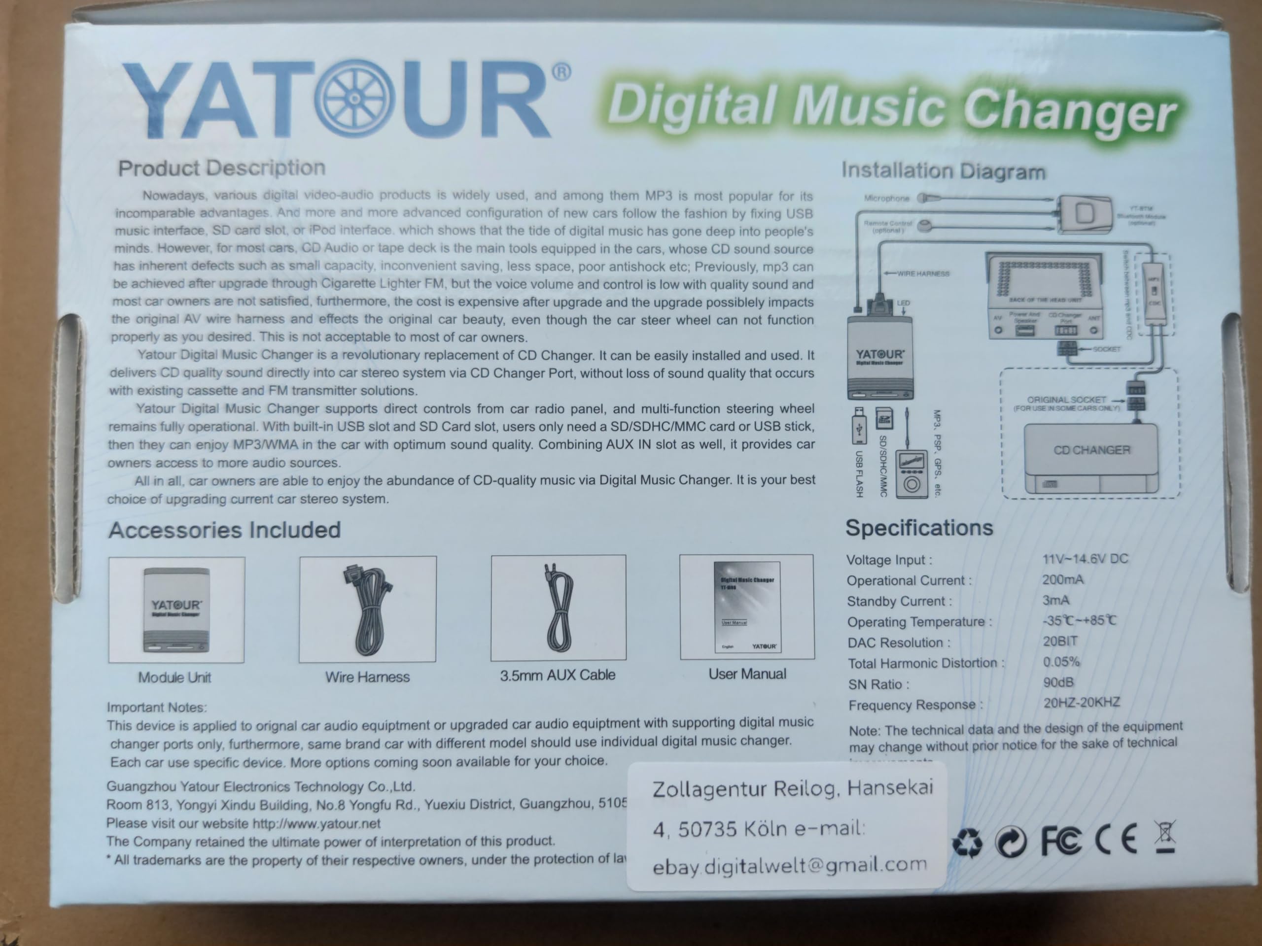 Yatour YTM06-BEK-BT Adaptateur de Musique Digitale USB SD AUX Bluetooth kit Mains Libres pour Becker autoradio Audio mp3