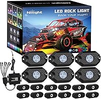 Vista 22 de Nilight Kit de Luces LED RGB para Rocas, 6 cápsulas Underglow de Neón Multicolor con Control de Aplicación Bluetooth, Modo de Música Intermitente