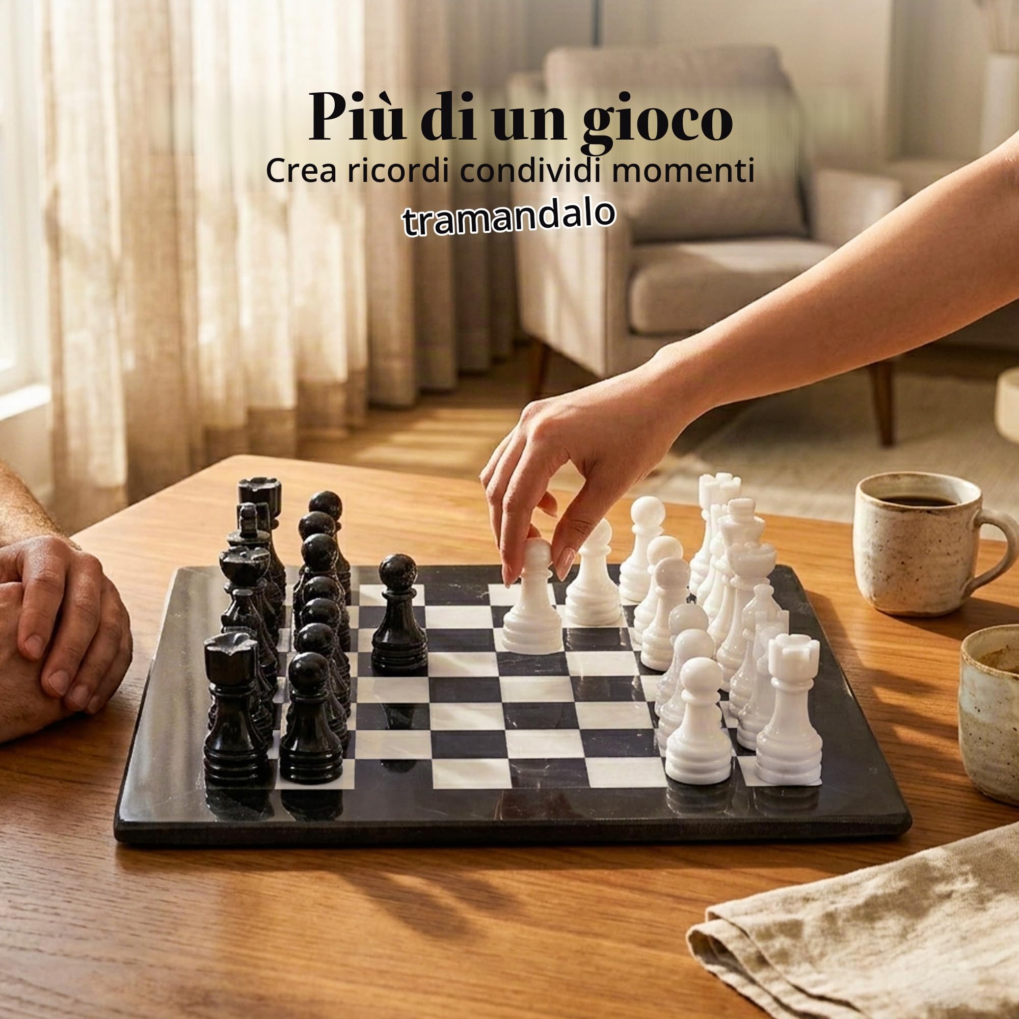 Radicaln Set di scacchi in marmo da 15 pollici fatto a mano in bianco e nero classico gioco da tavolo, giochi da tavolo per famiglie per adulti, scacchiera in marmo di lusso e pezzi di scacchi
