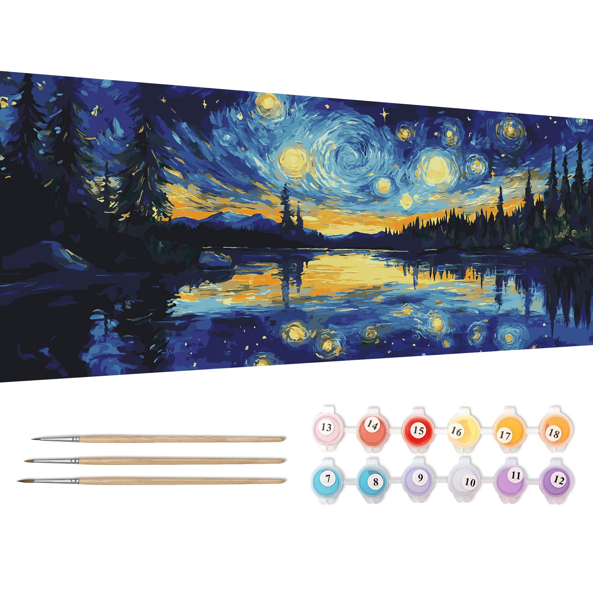 Reofrey Large Paint by Numbers Kit for Adults Stars - 30x80cm Canvas, Landscapes Paint by Number - Acrylic Paint Set - Relaxing DIY Art for Beginners & Experts - Home Wall Decoration