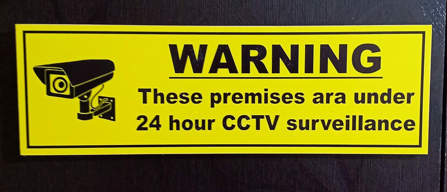 Generic CCTV Warning Display Board 10x3 Made with Thick Cardboard for Camera Board, Safety Sign