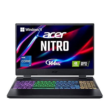 Acer Nitro 5 Gaming Laptop Intel Core i7-12700H Processor(16GB/ 512 GB SSD/NVIDIA GeForce RTX 3050 4G-GDDR6 VRAM Graphics/Windows 11 Home) AN515-58 with 39.62 cm (15.6