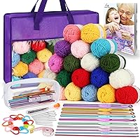 Vista 10 de Kit de Hilo de Ganchillo Aeelike, 1000 Metros de Hilo de Ganchillo para Tejer Juego Completo de Tejido para Principiantes Profesionales con Ganchos