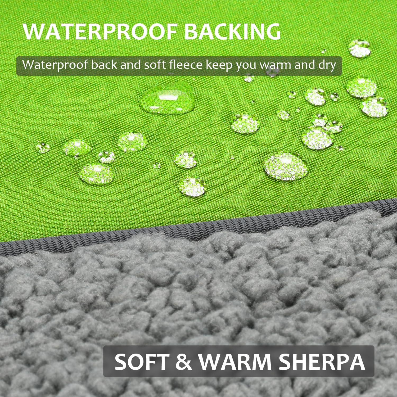 Tirrinia Large Waterproof Outdoor Blanket, Sherpa Fleece Warm Windproof Camping Blanket for Picnic Stadium Beach Football Concerts Car,51''X 59''