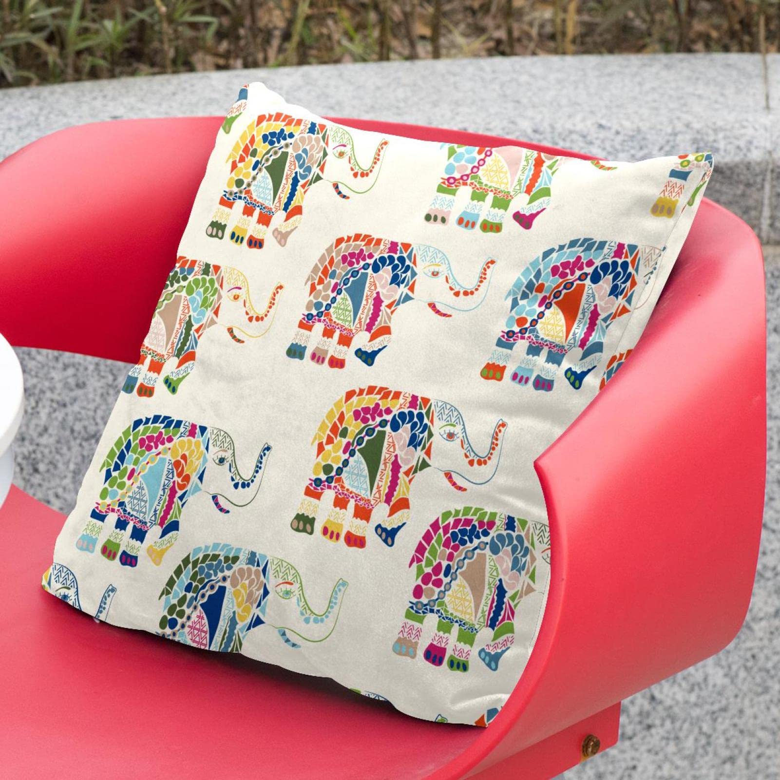 RAJRANG Federe per Cuscino in Seta Banarasi Elefante Set di 10, 40x40 cm Per Regalo Cuscini Etnici Indiani Soggiorno Federa Multicolore Motivo Ricamato a Mano per Decorazione Decorativa Del Divano