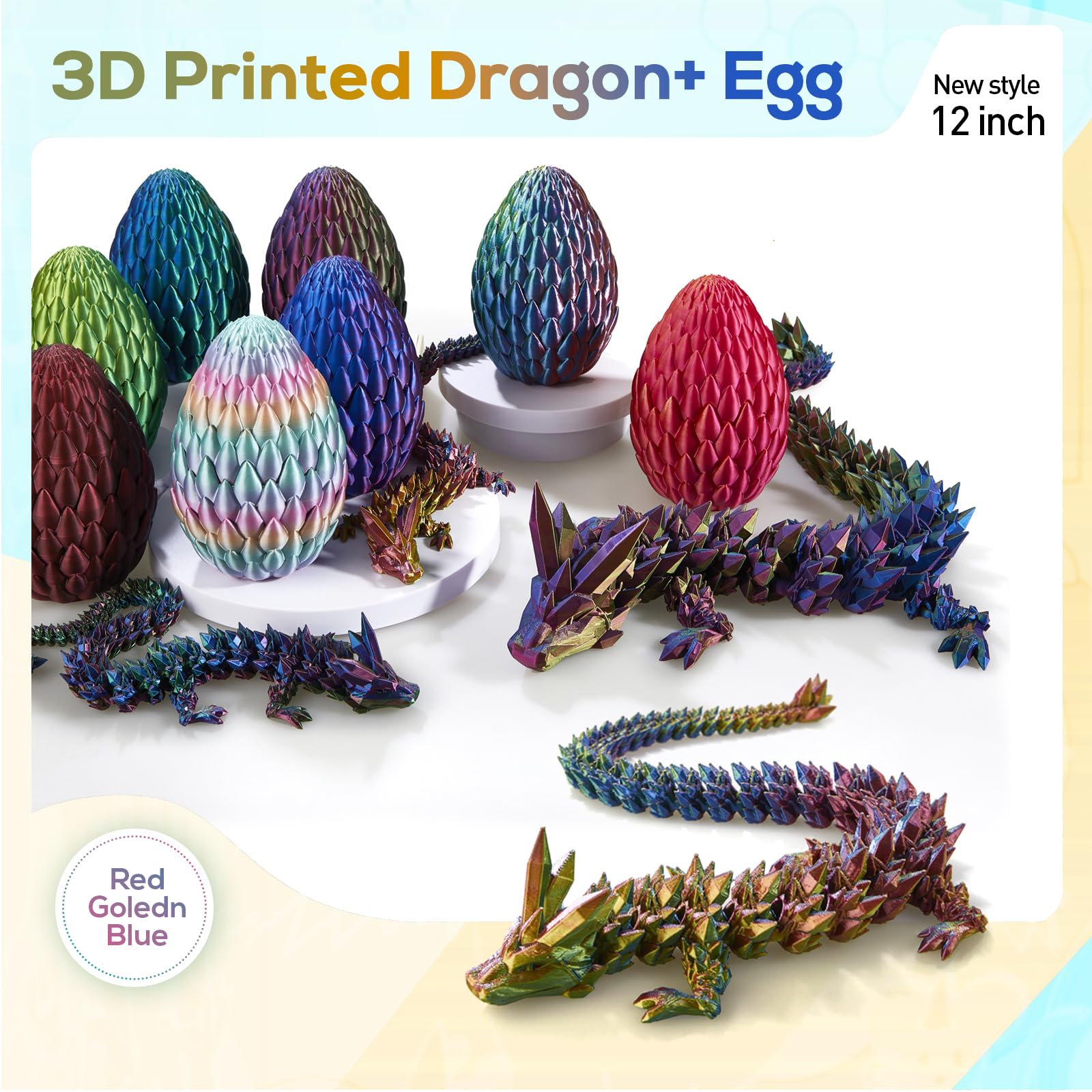 Myqiqi Dragon Imprimé En 3D Dans Un œuf, En Cristal Entièrement Mobile Myqiqi Dragon Imprimé En 3D Dans Un œuf, En Cristal Entièrement Mobile