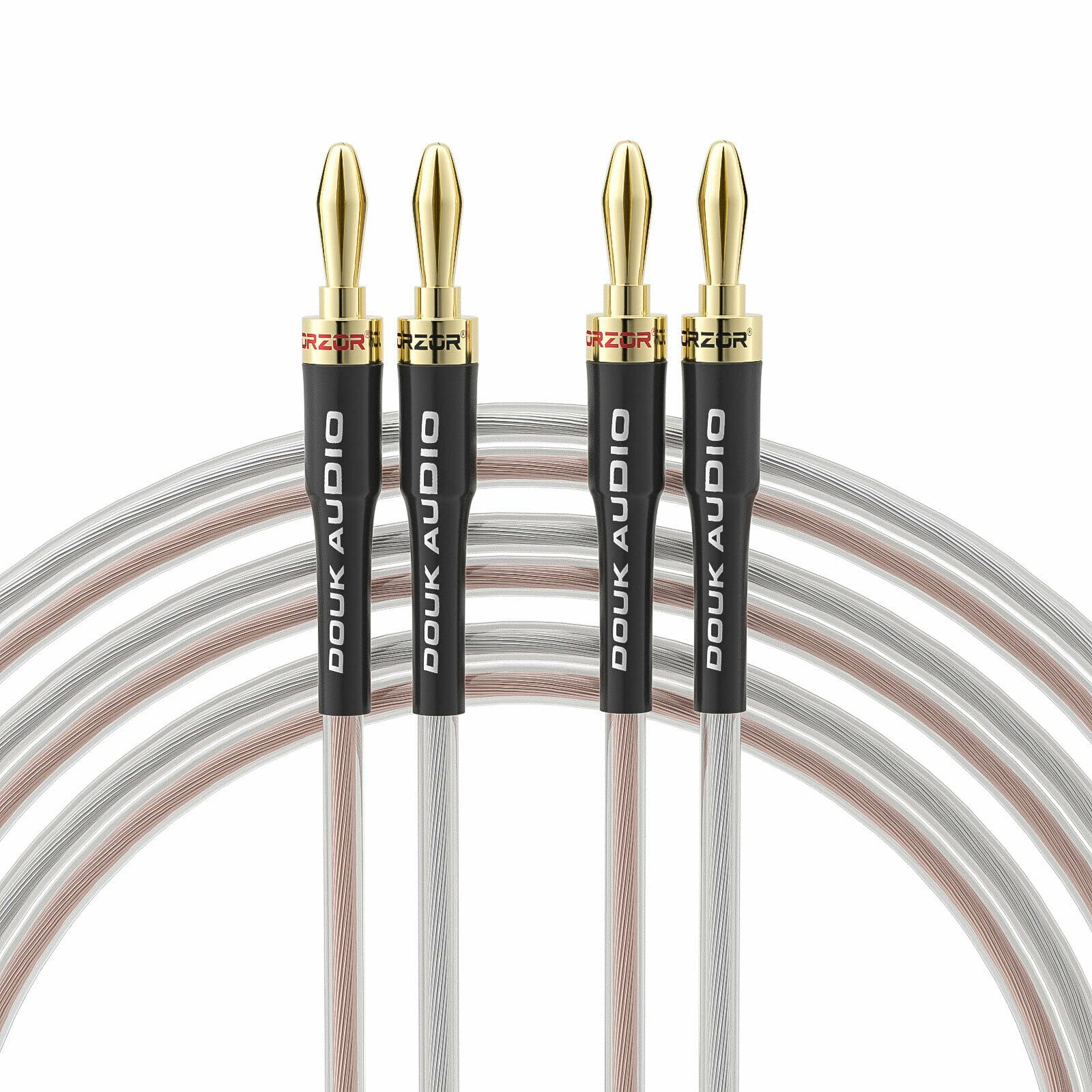 Douk Audio 14AWG OFC cable de altavoz con conectores de punta plátano chapados en oro (3 m & 9,9 ft)