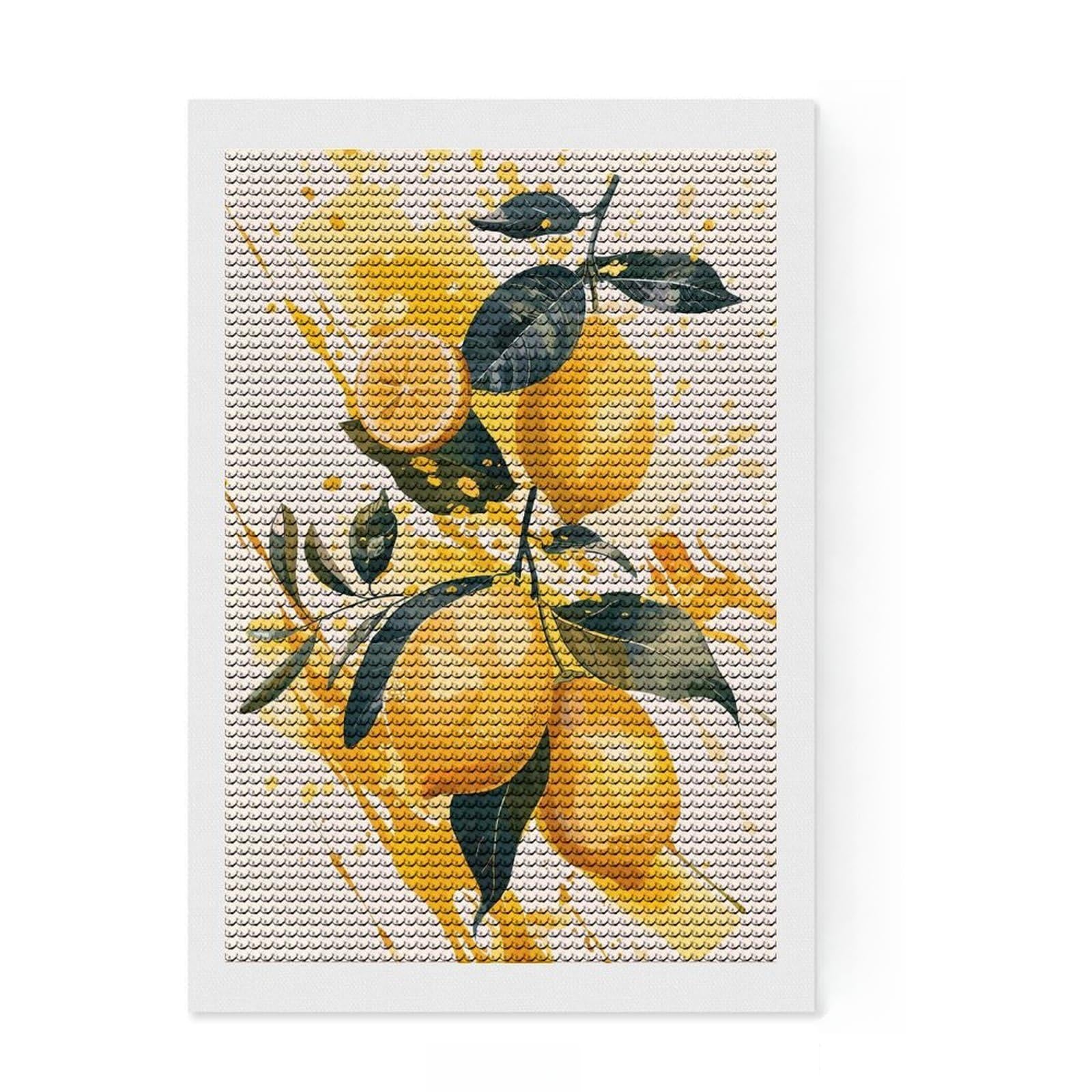 Junmoney Lemons and Splashes Diamond Art Canvas 8"x12", Relaxing DIY Hobby, Satisfying Creative Project, Farmhouse Decor, for Women