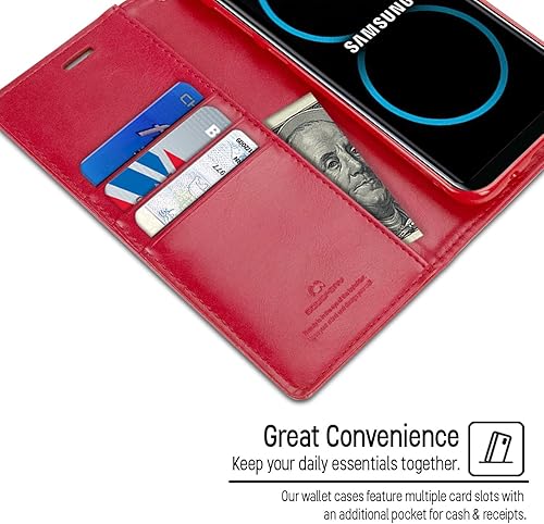 Miniatura 9 de GOOSPERY Bluemoon - Funda tipo cartera para Samsung Galaxy S9 Plus (2018) con soporte de cuero (marrón)