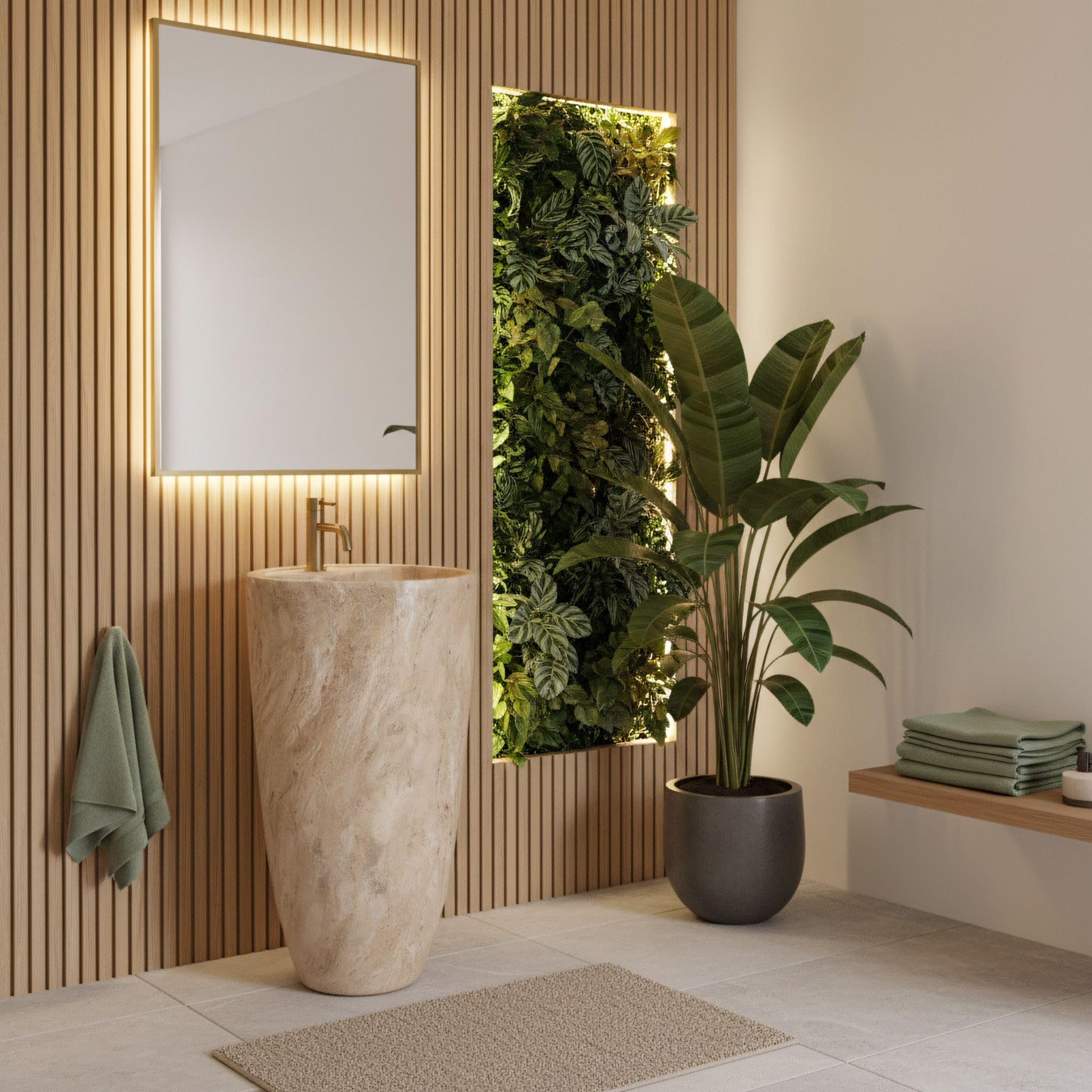 Lavabo De Pie Rea Anya Savana Matt Beige 45X45X84Cm