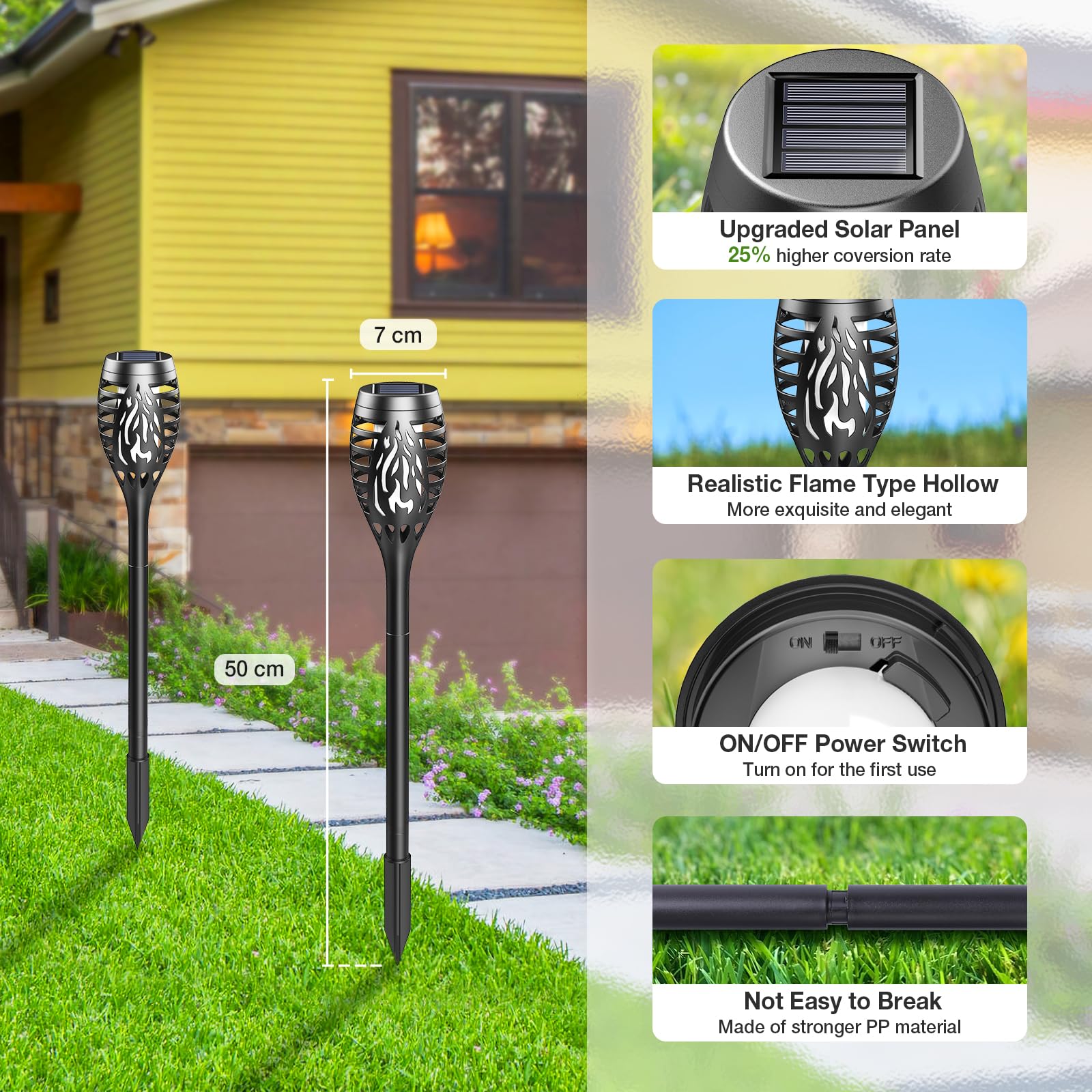 GEARLITE Lampes Solaires Extérieures, Blanc Chaud, étanches