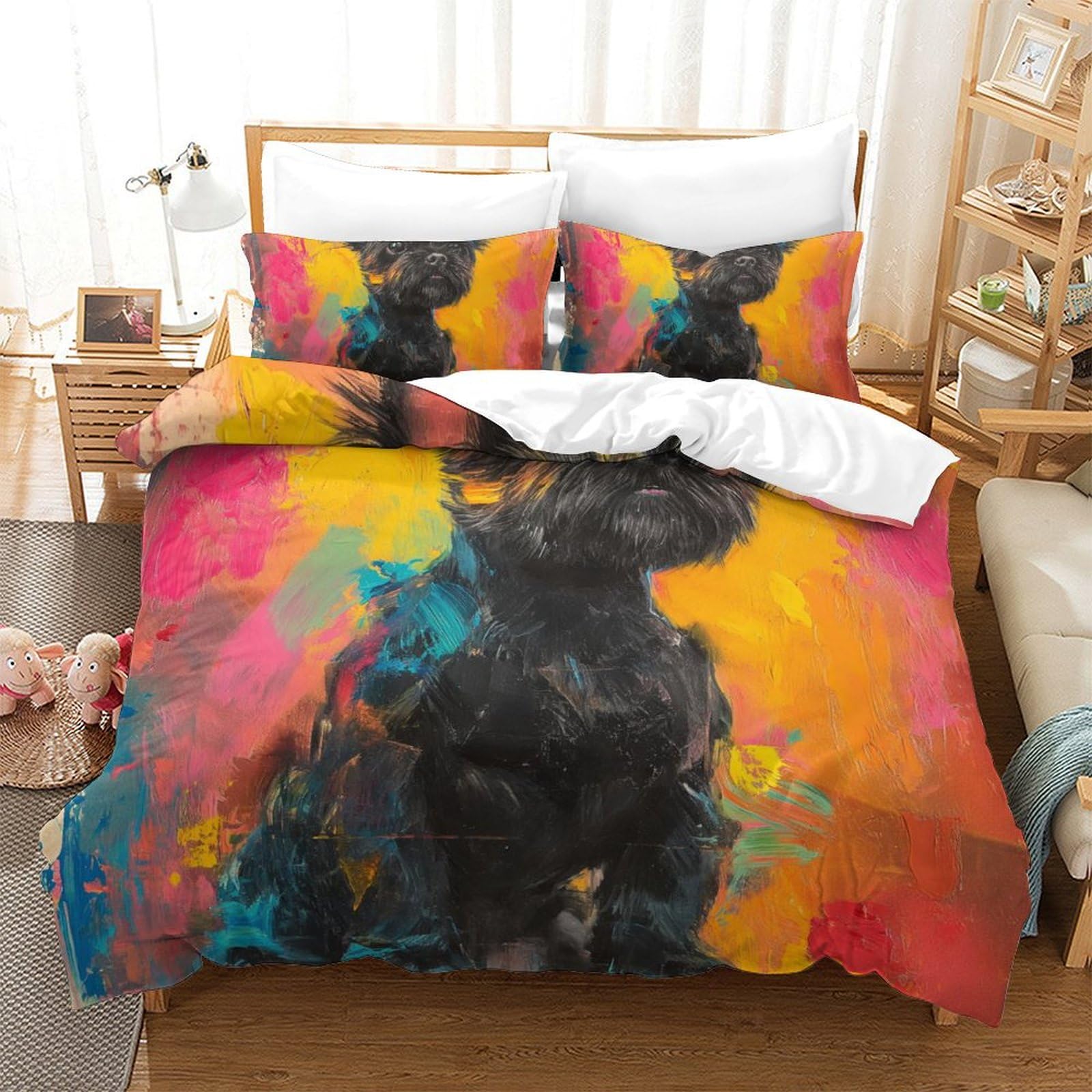 Parure de lit 3 pièces motif chien, cadeau d'anniversaire