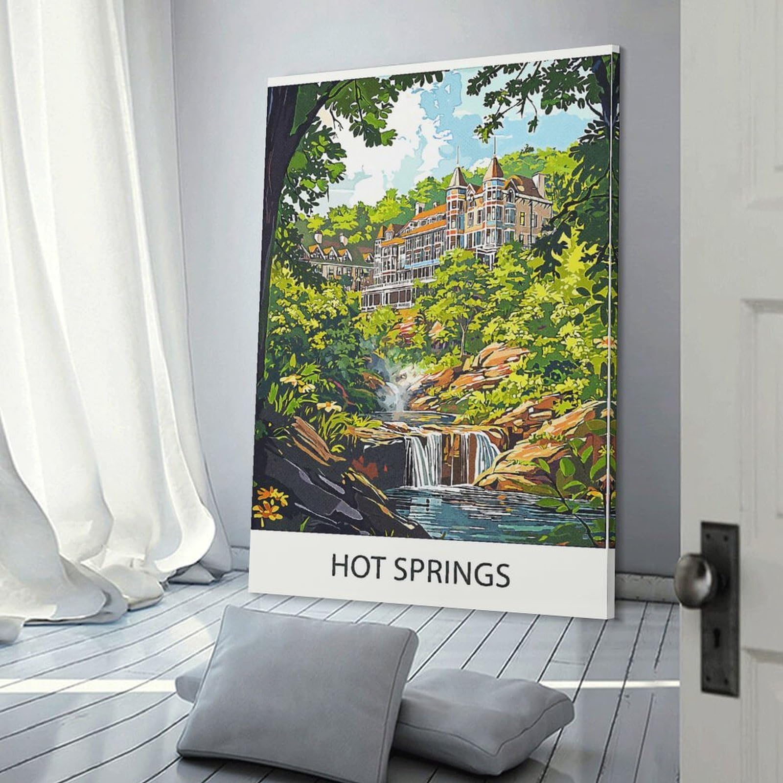 Junmoney Hot Springs Resort Wall Art Print, 20x30inch(50x75cm), for Workspace Walls, Study Corners Or Bedrooms, A Smart Decor Choice for Study Walls