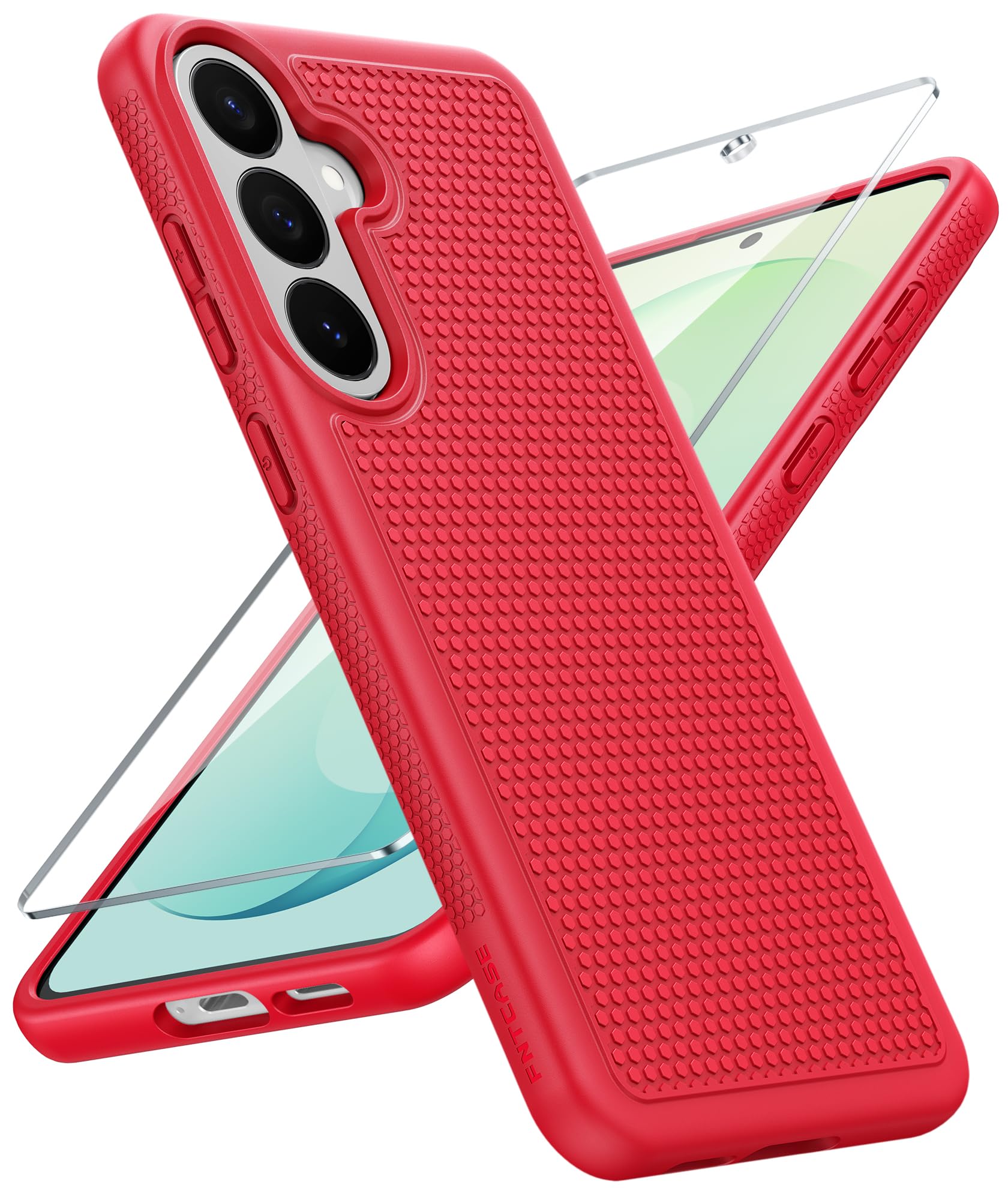 FNTCASE for Samsung Galaxy S26-FE Case: Non Slip TPU Military Grade Red