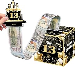 13th Birthday Money Box for Boys Girls, 13 Years Old Birthday Decorations, Fun Pull-Out Cash Gift Box for Parties, Ideal for 13th Birthday Surprises （with 35PCS Bags）