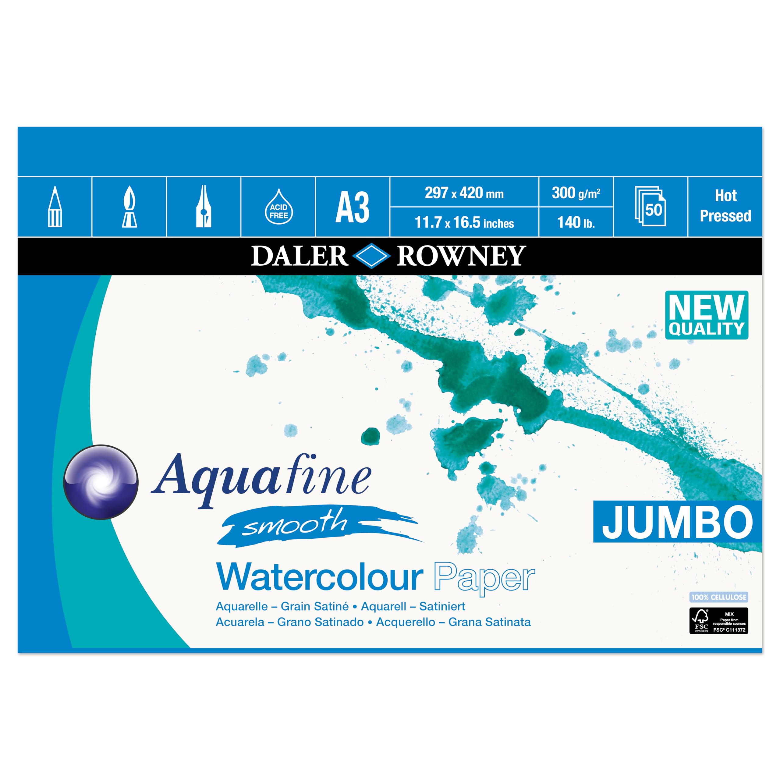 SG Education al DR 431235309 Aquafine Aquafine blok rysunkowy, A3, gładki, 50 arkuszy
