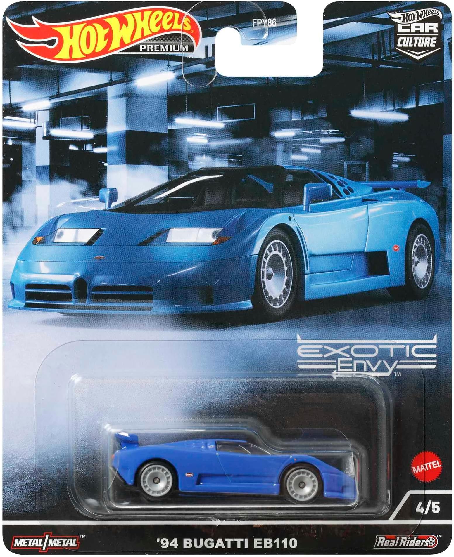 Hot Wheels Hcj89 Car Culture Exotic Envy '94 Bugatti Eb110 (3 Years And Up), Blue, 1/64