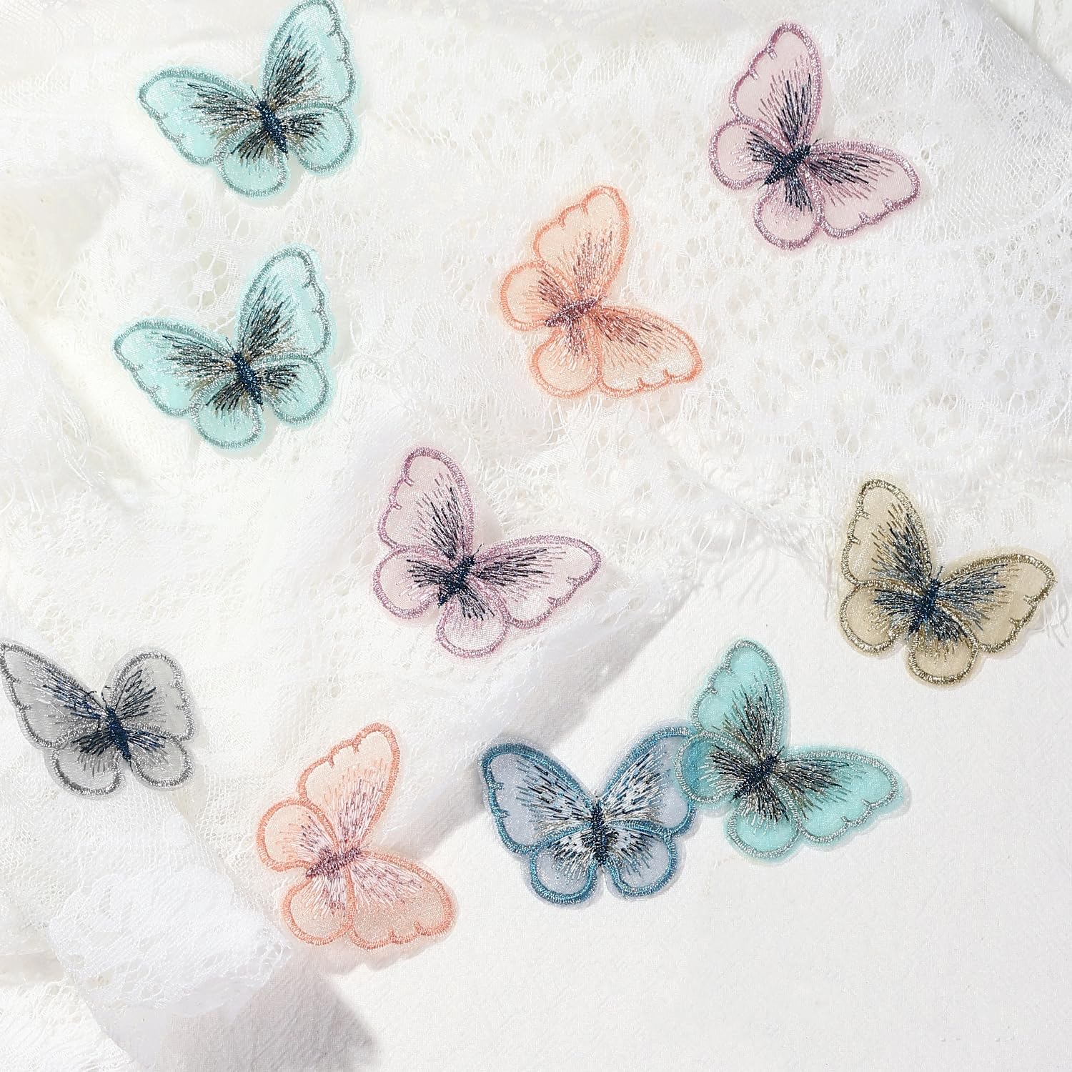 10pcs Embroidered Butterfly Applique Patches - Sew On Iron On Patches For Clothing, Bags, Denim Jackets