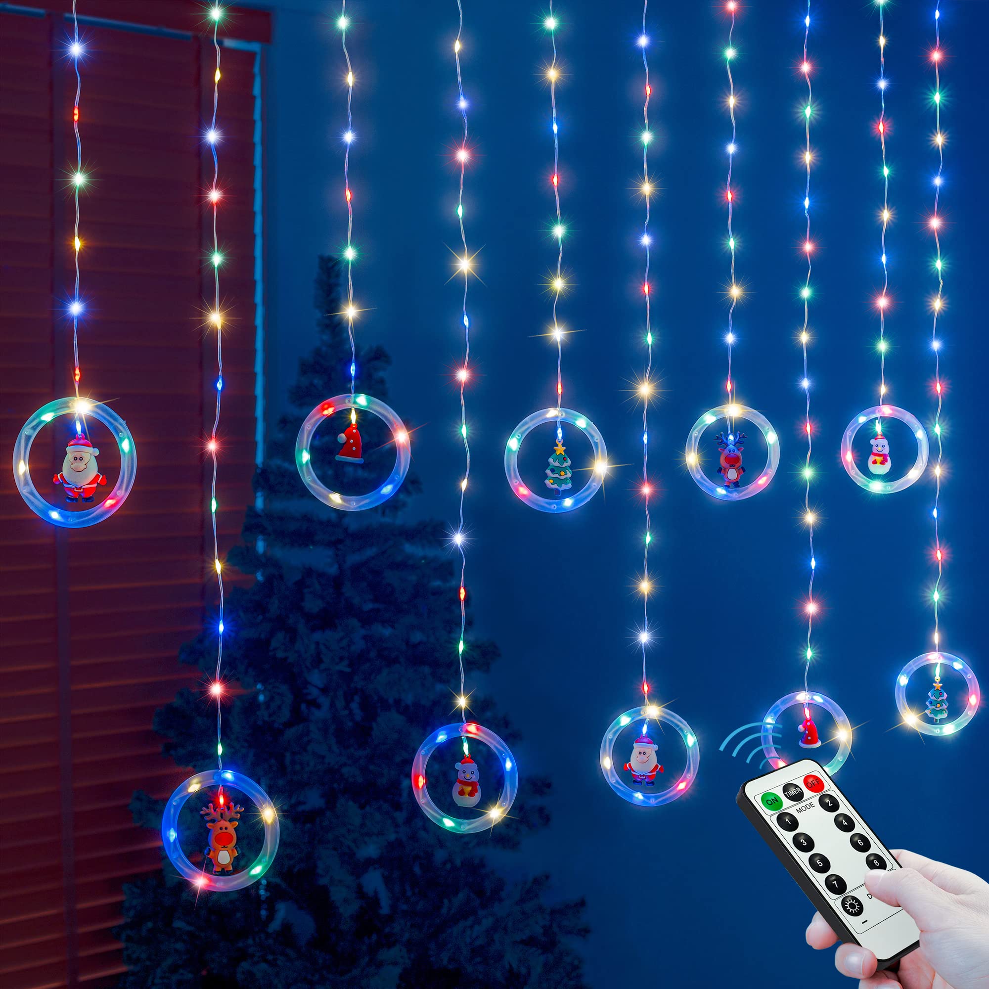 Hopolon Christmas Icicle Lights, 9.8Ft 200 Led 8 Modes Christmas Lights USB Plug in with Remote,Copper String Lights for Christmas Wedding Party Home Garden Bedroom Indoor Outdoor Decor(Multicolor)