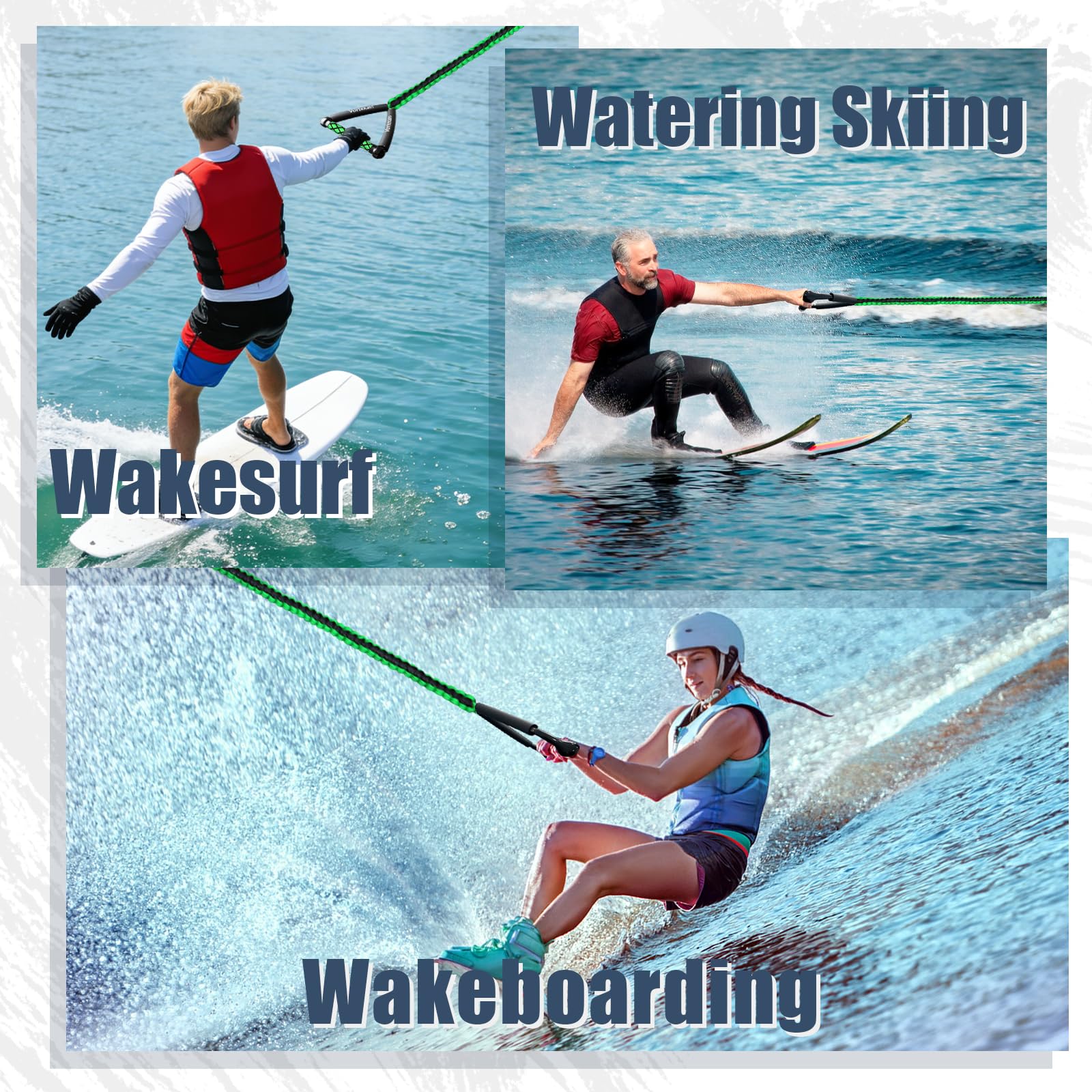 Wakesurfseil mit Griff, 7,6 m Leinen für Wakeboarden Wasserski und Wakesurfen