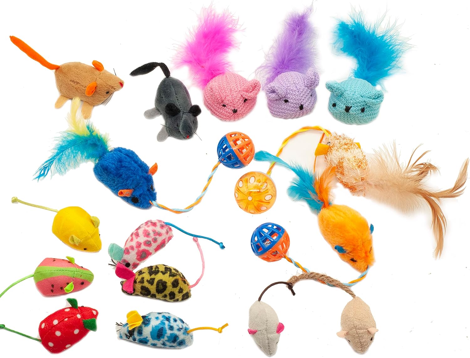 Fashion's Talk Rattle Catnip Mouse Toys for Indoor Cats, Kitten Plush Catnip Mice 16 Count