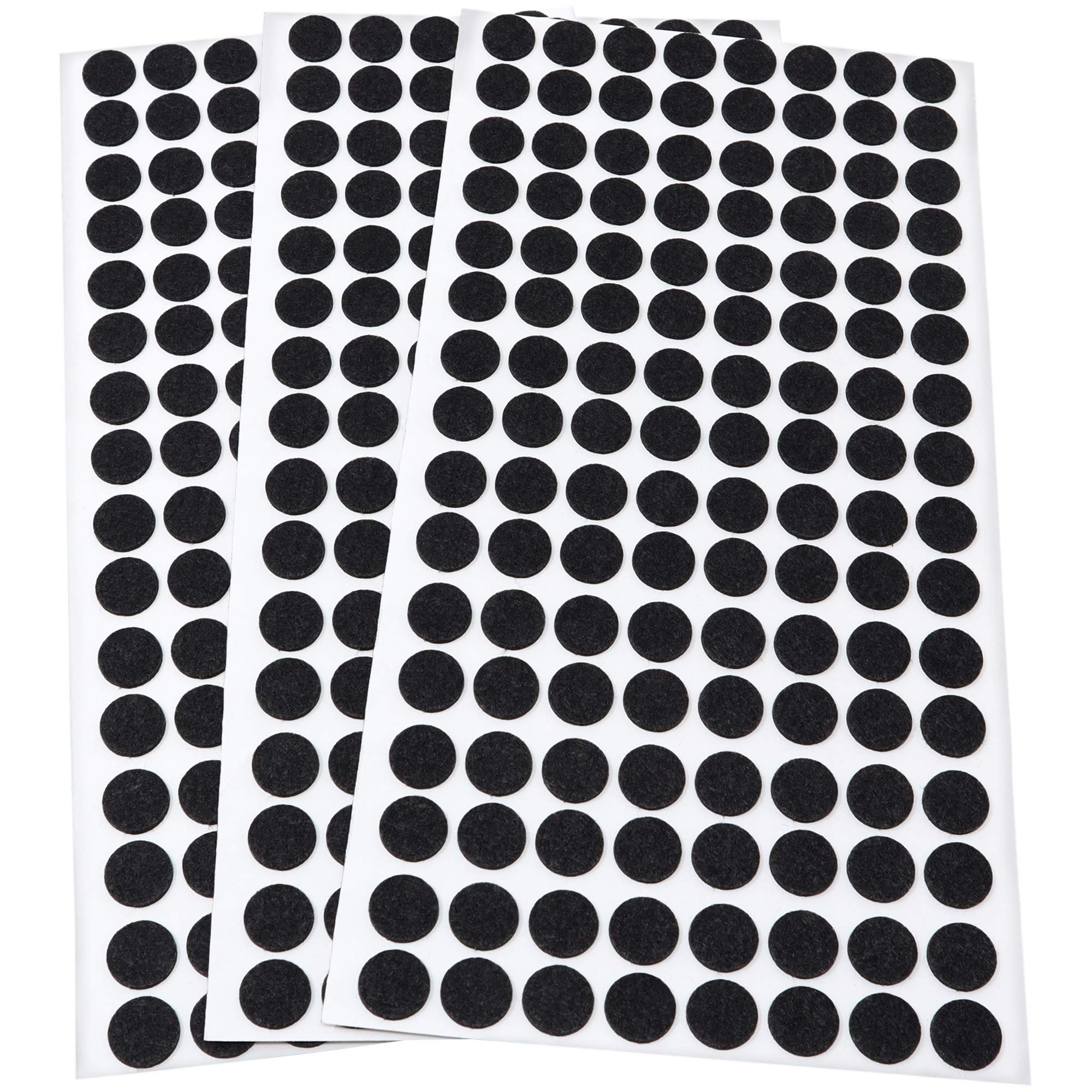 Adsamm® / 384 x self-stick felt pads / Ø 0.47'' (Ø 12 mm) / black / round / self-adhesive furniture glides with felt thickness of 0.059'' / 1.5 mm