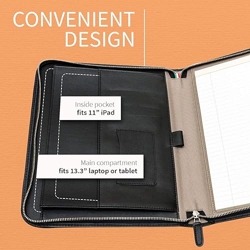 Miniatura 4 de Maruse Paquete de portafolio ejecutivo de cuero italiano y soporte para pasaporte, accesorios de oficina y viaje, cuero duradero hecho a mano en