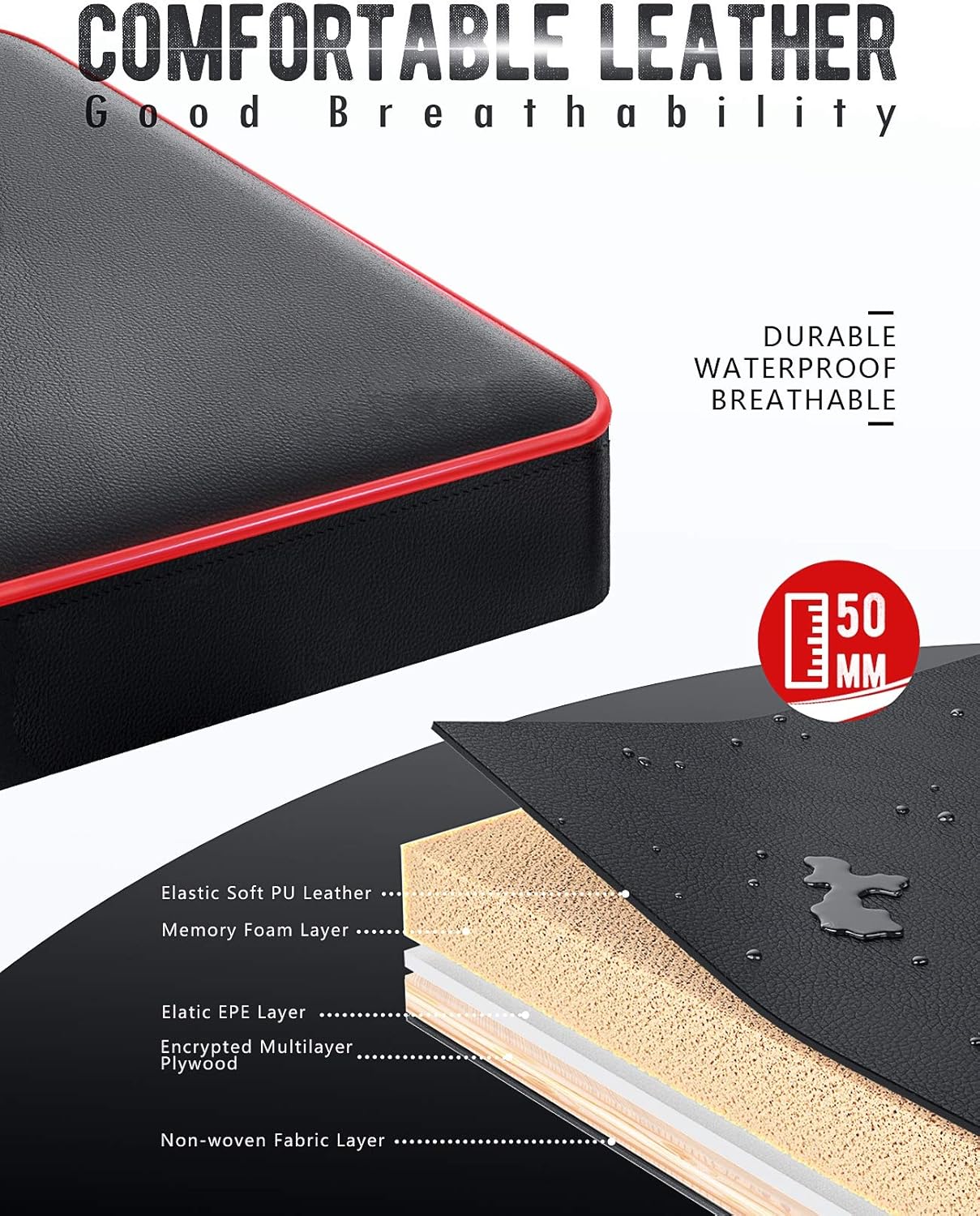 Workout Weight Benches 330lbs Capacity, Dripex Adjustable 7-levels Backrest Bench Press, Foldable Incline Decline Exercise Bench, 6 in 1 Flat Dumbbell Sits-up bench with Elastic Rope for Home Gym