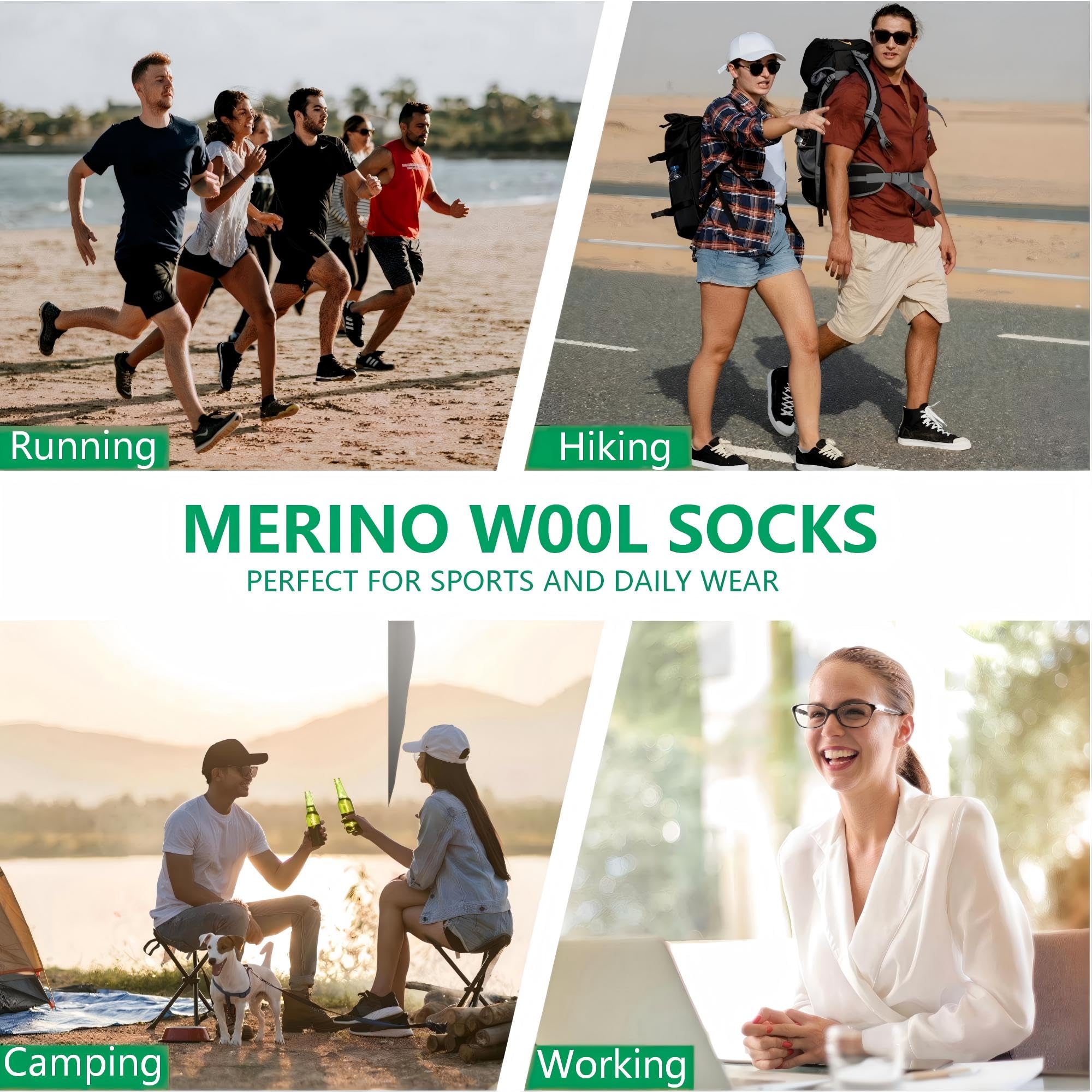 Lot de 3 paires de chaussettes 90 % laine mérinos pour homme et femme, chaussettes douces et fines pour course à pied, randonnée, cyclisme