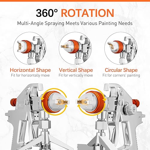 Miniatura 4 de REFINE HVLP - Pistola rociadora de pintura de aire con sifón con juegos de boquillas de 0.069 pulgadas y 0.079 pulgadas, pistola de pintura