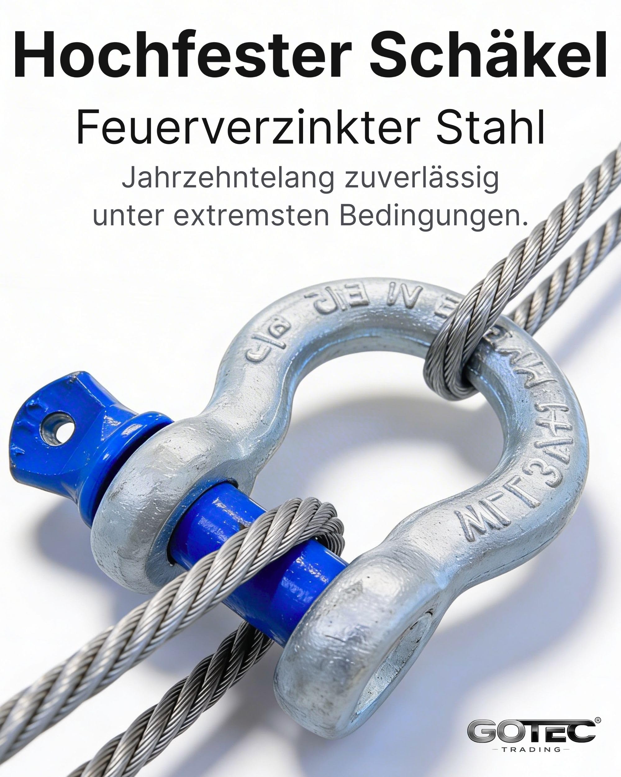 Hochfeste Schäkel 0,5t - 12t | Kleine & große Schäkel galvanisch verzinkt | Hochfest & zertifiziert | 6-fache Sicherheit | Schäkel 2t 4 Stück