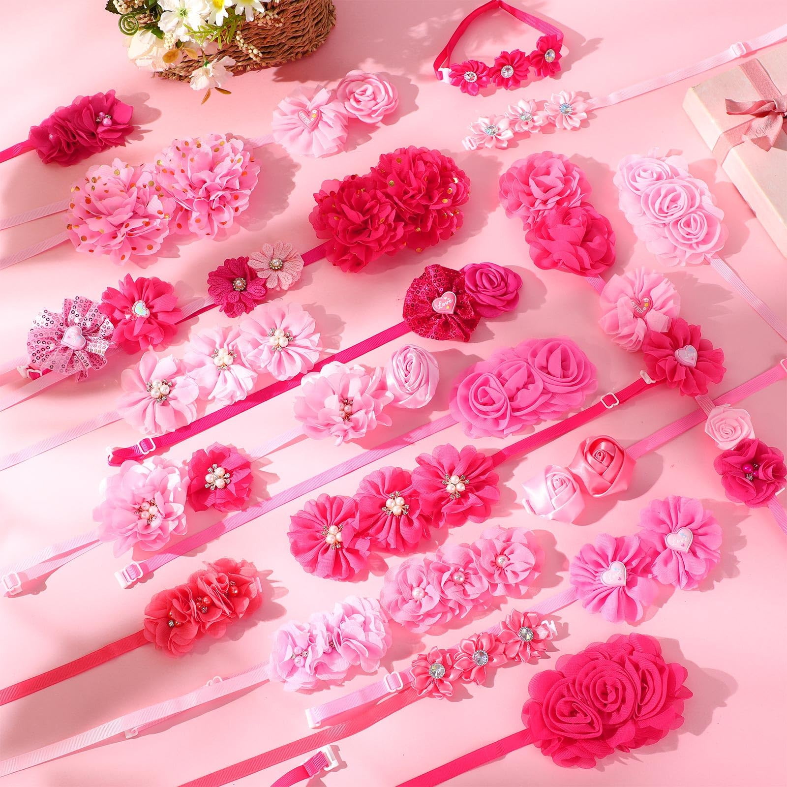 50 Stück Hundehalsband, Welpenschleifen, Haustierzubehör, Blumenschleifen für kleine, mittelgroße Hunde, Katzen, Welpen, Fliegen, Haustierblumen, Zubehör, Weihnachten, Party, Hochzeit, Valentinstag