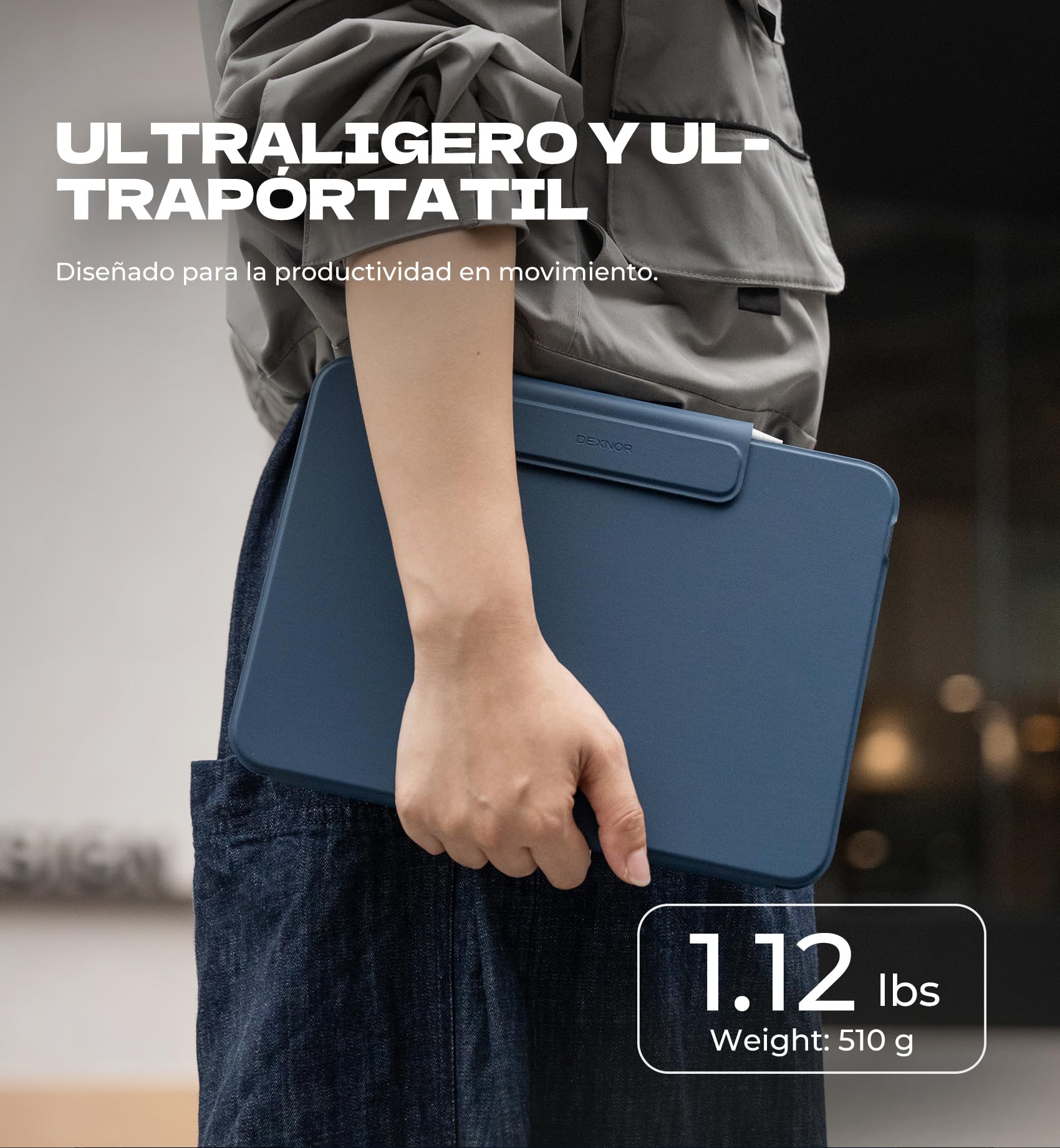 Dexnor Teclado para iPad 10 Generación 2022/11 Generación A16 2025 (10.9/11 Pulgada), Magnético, Ultrafino Folio Desmontable, Trackpad Multitáctil, Retroiluminación, Portalápices Español Ñ, Azul