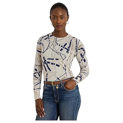 Lauren Ralph Lauren Belting Print Cotton Blend Sweater Women