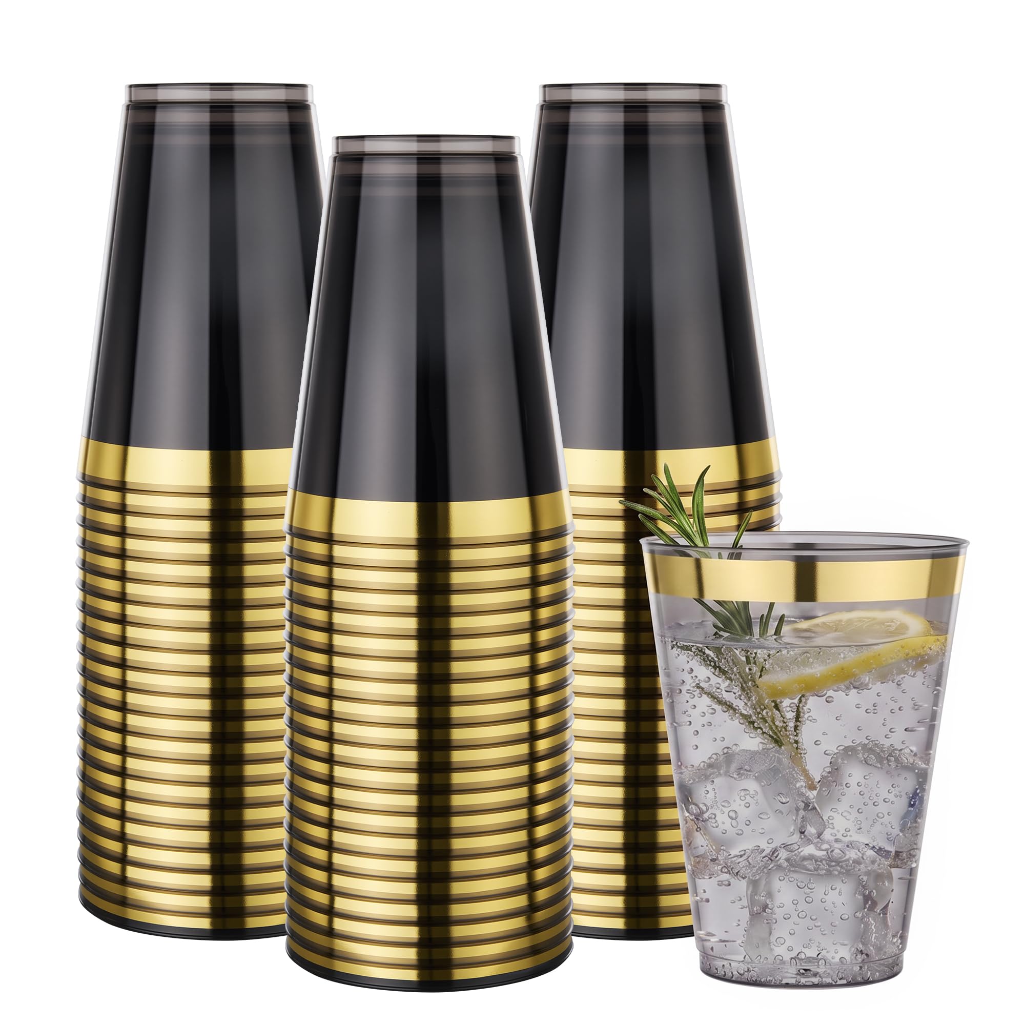 Goodluck 100PCS 9oz Gold Plastic Cups for Party, Disposable Gold Rim Cups — Amazon image 20