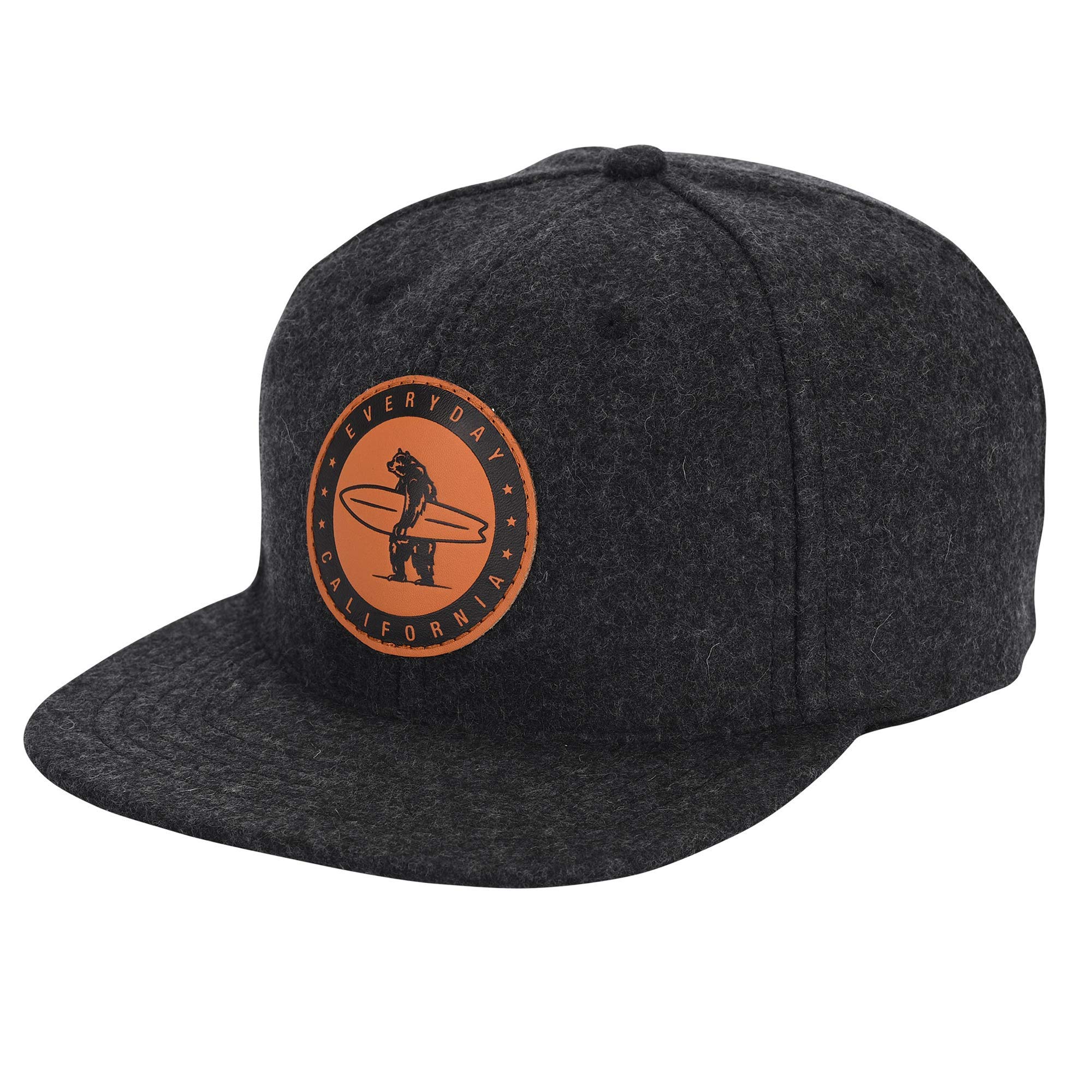 Everyday California‘Spreckels’ Snapback Slate Grey Surf Hat - Flat Brim Baseball Cap With Vegan Leather Patch