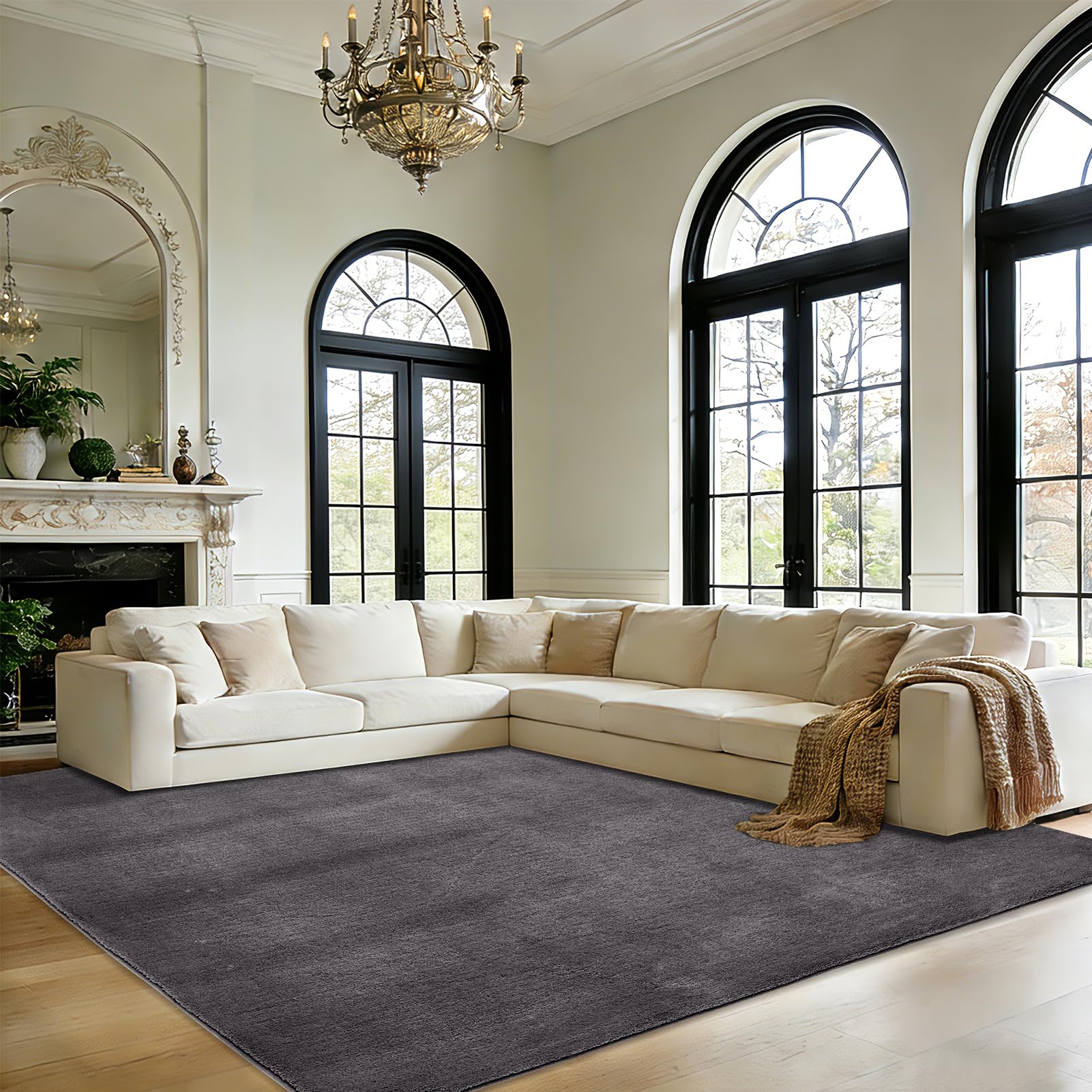 Novalife Teppich Kurzflor Teppich für Wohnzimmer,Weich Waschbarer & Anti-Rutsch Modern Shaggy Carpet für Schlafzimmer, Kinderzimmer