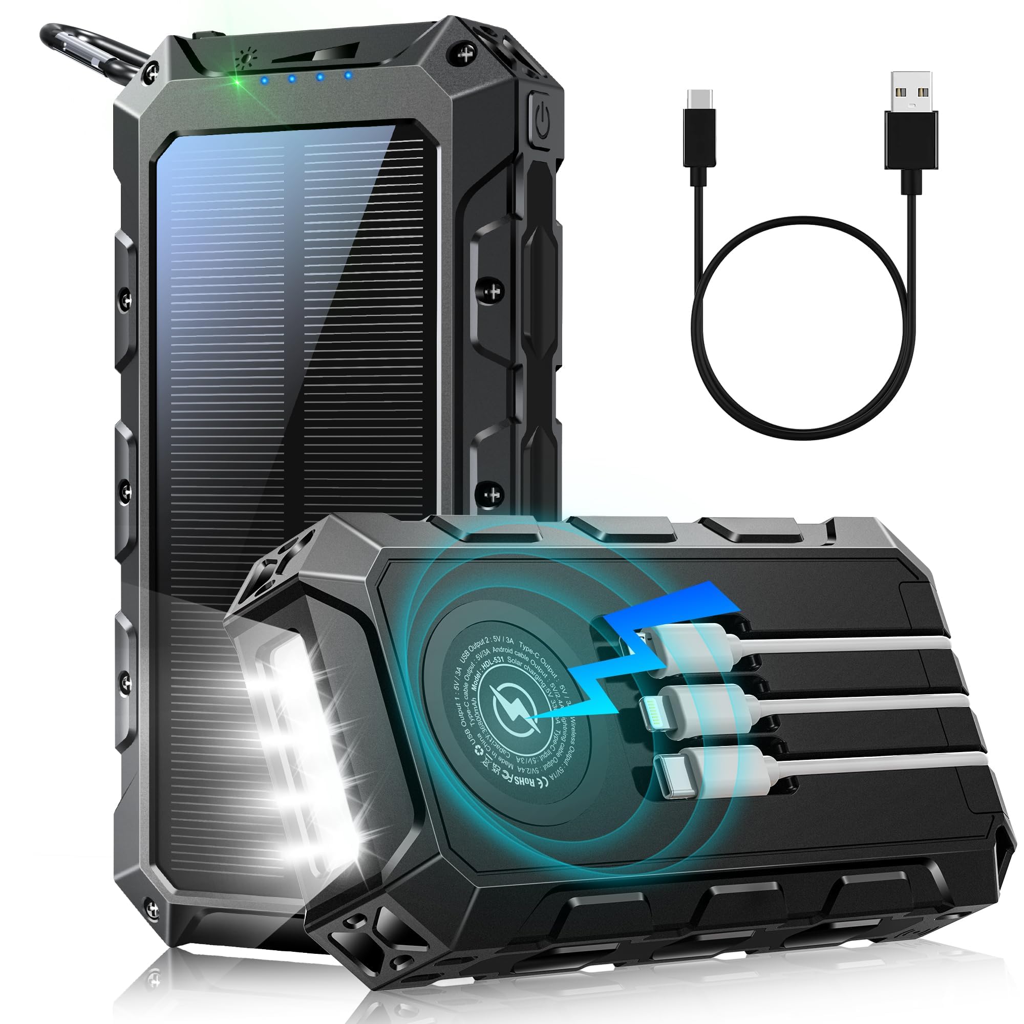 Riapow Power Bank 26800mAh, Caricabatterie Portatile 3,0A USB C Ricarica Rapida Batteria Esterna
