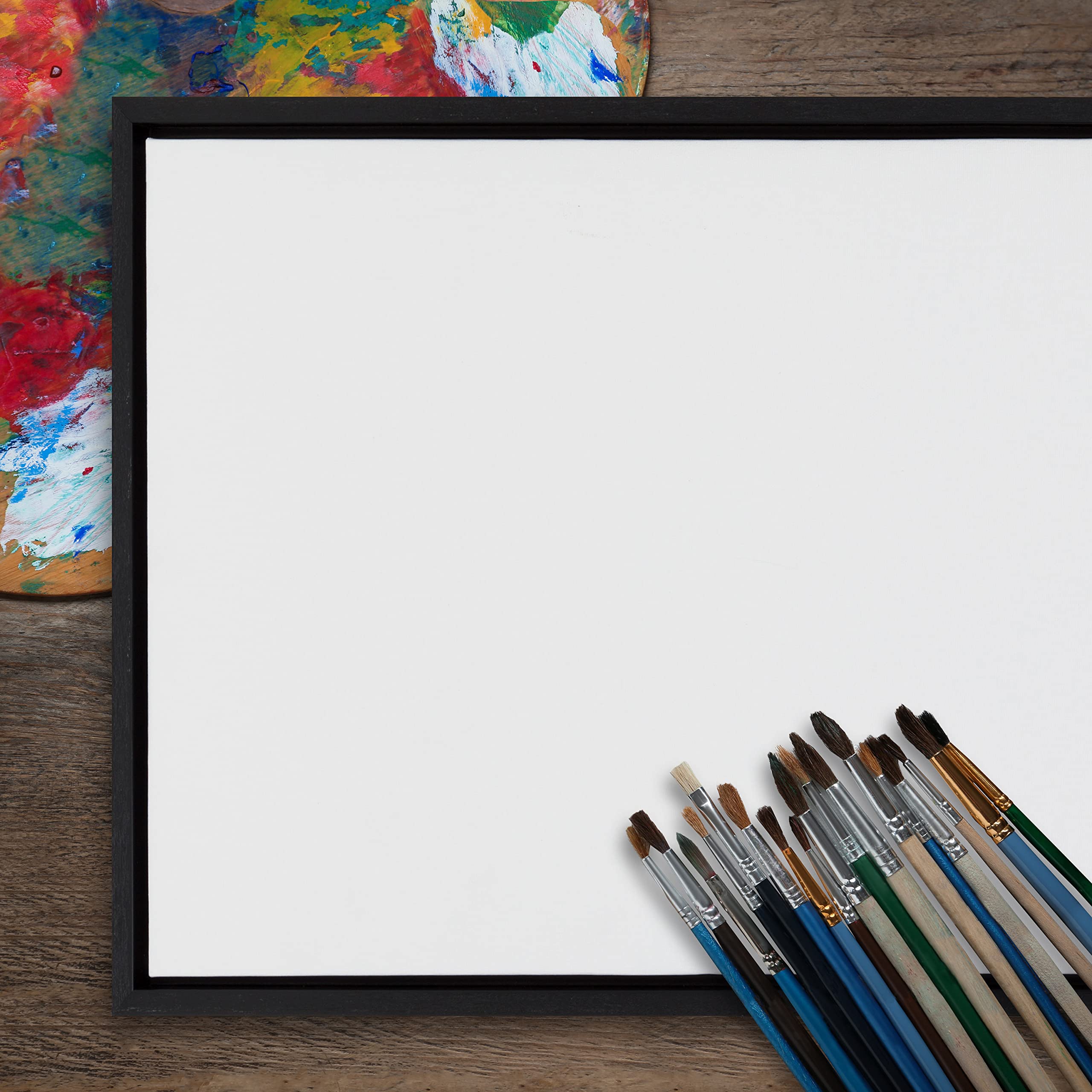 Kate and Laurel Sylvie Blank Framed Canvas Wall Art, 22x22 White, Modern Empty Canvas for Paint-Your-Own Art, Premium Canvas Already Framed